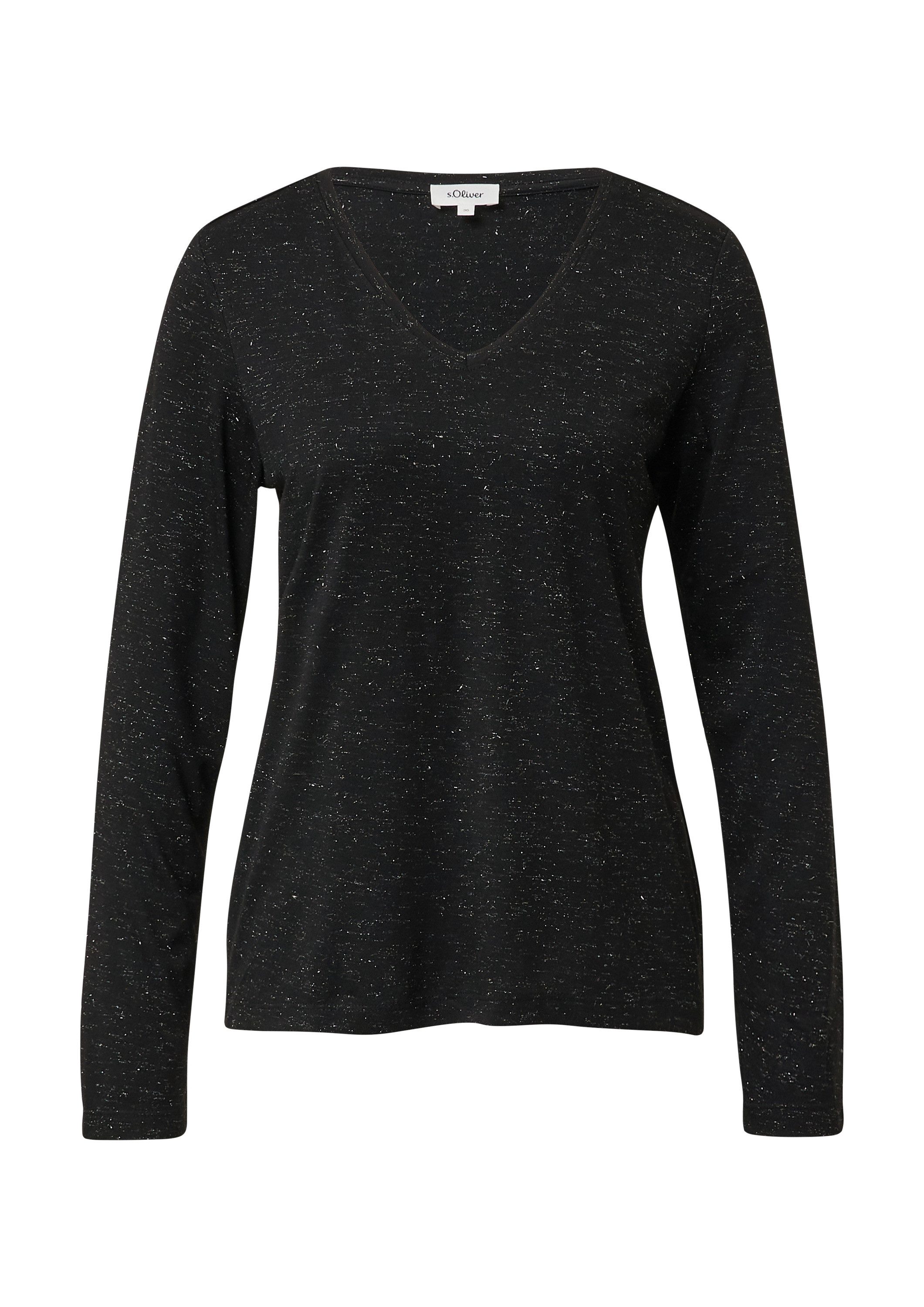 s.Oliver Langarmshirt T-Shirt Longsleeve mit V-Ausschnitt und Glitzergarn günstig online kaufen
