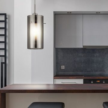 etc-shop Pendelleuchte, Leuchtmittel inklusive, Warmweiß, Design Decken Pendel Lampe Glas rauch Ess Zimmer Beleuchtung