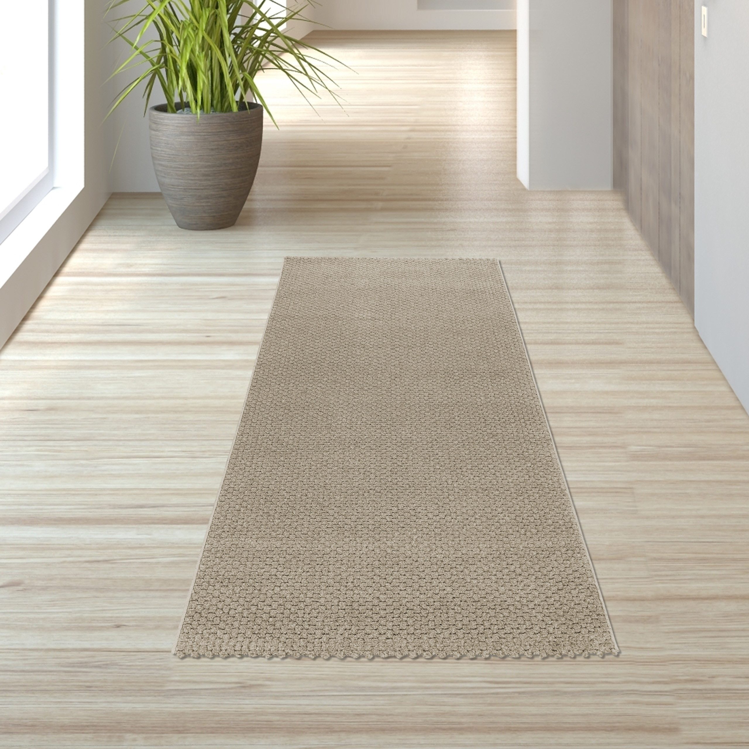 TeppichHome24 Teppich Minimalistischer Wohnzimmerteppich im Streifenmuster in beige, rechteckig, Höhe: 10 mm