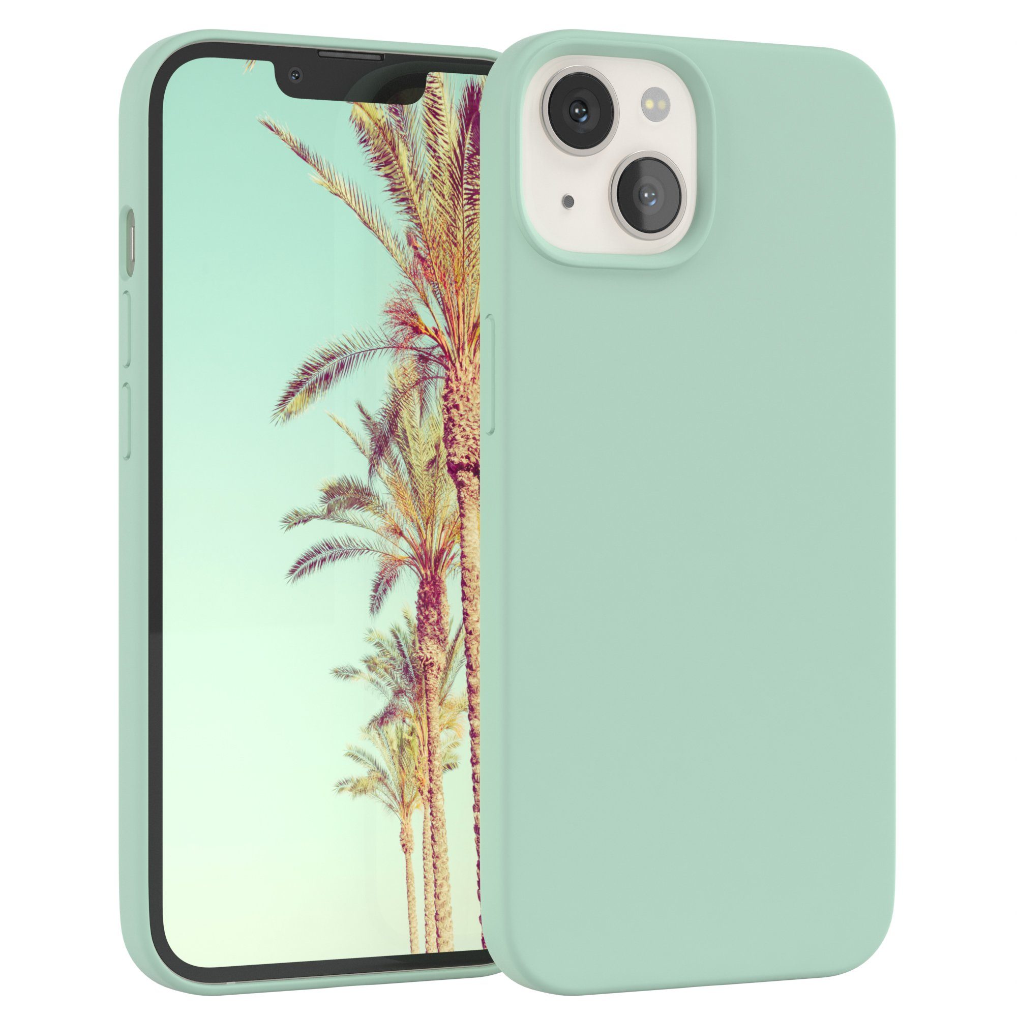EAZY CASE Handyhülle Premium Silikon Case für Apple iPhone 13 6,1 Zoll, Cover Hülle mit Kameraschutz Bumper Case Slimcover kratzfest Mint Grün