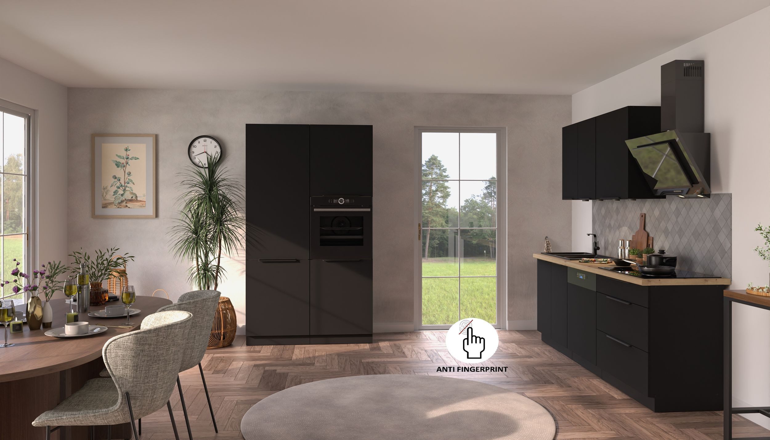 Küchen-Preisbombe Küchenzeile ARIA K-BL - 220 + 120cm Anti Fingerprint Küchenblock Küche Einbauküche