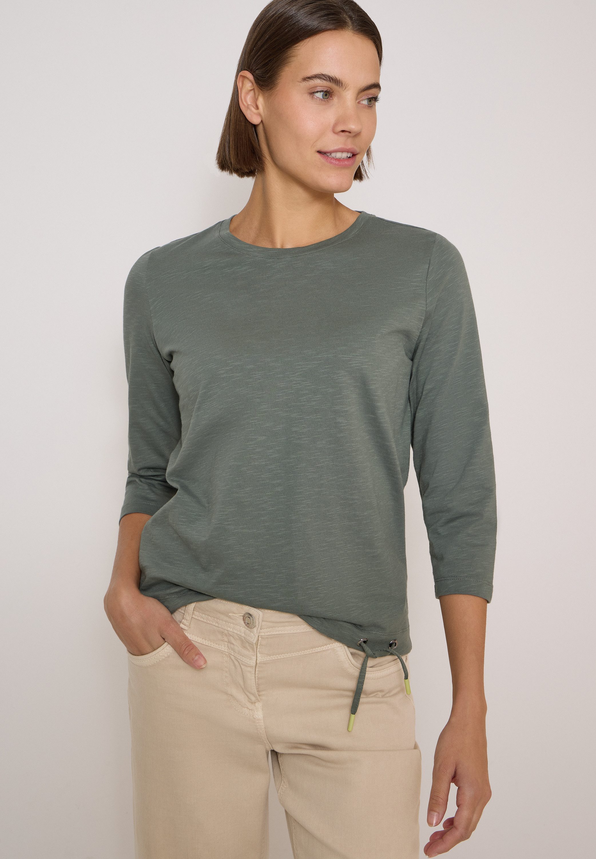 CECIL 3/4-Arm-Shirt Sommershirt mit Tunnelzug am Saum