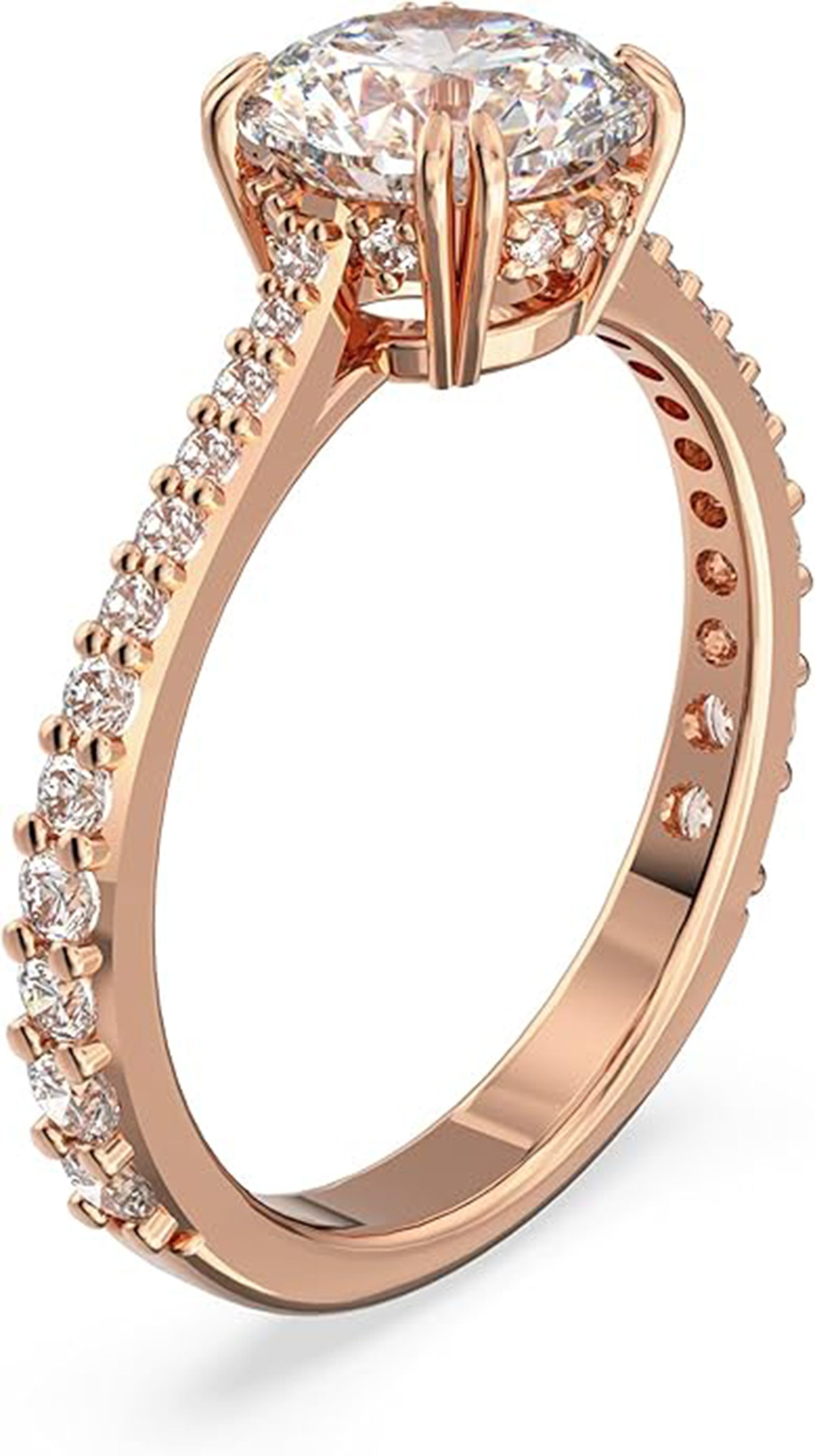 Jumpeak Verlobungsring 585 Gold. Roségold, 1ct Labor Rund-Diamant, Damen-Ehering, D/VS1/3EX/mit IGI,  Das perfekte Weihnachts- und Verlobungsgeschenk