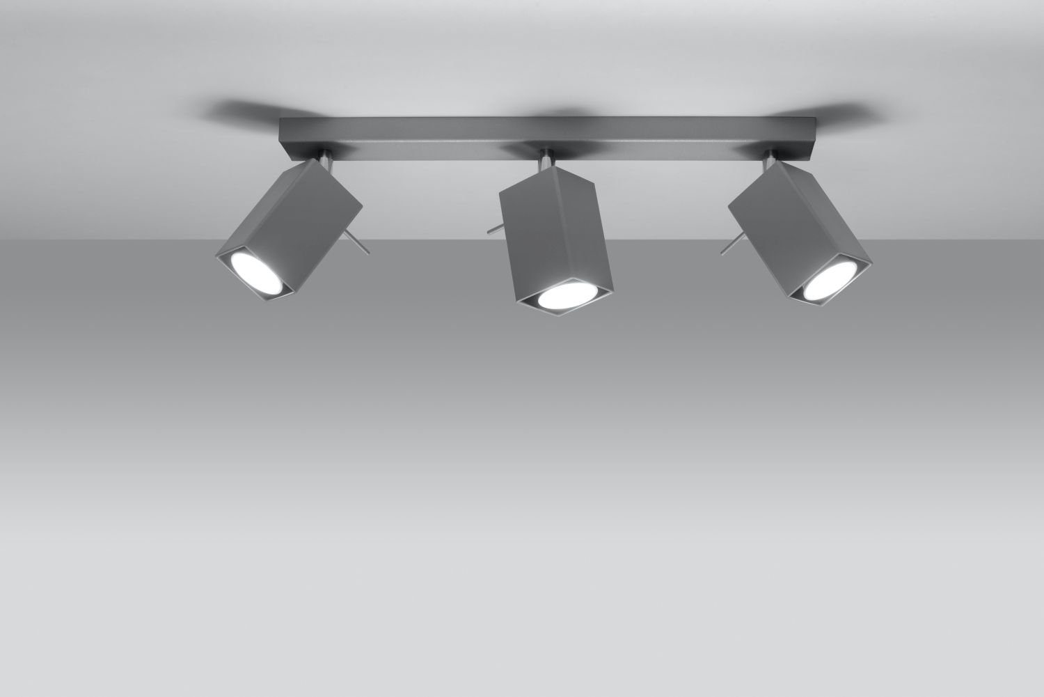 ohne Licht-Erlebnisse Grau Modern L:45cm 3x Deckenlampe Deckenstrahler Wohnzimmer Leuchtmittel, GU10 FALERIA, vielseitig Metall