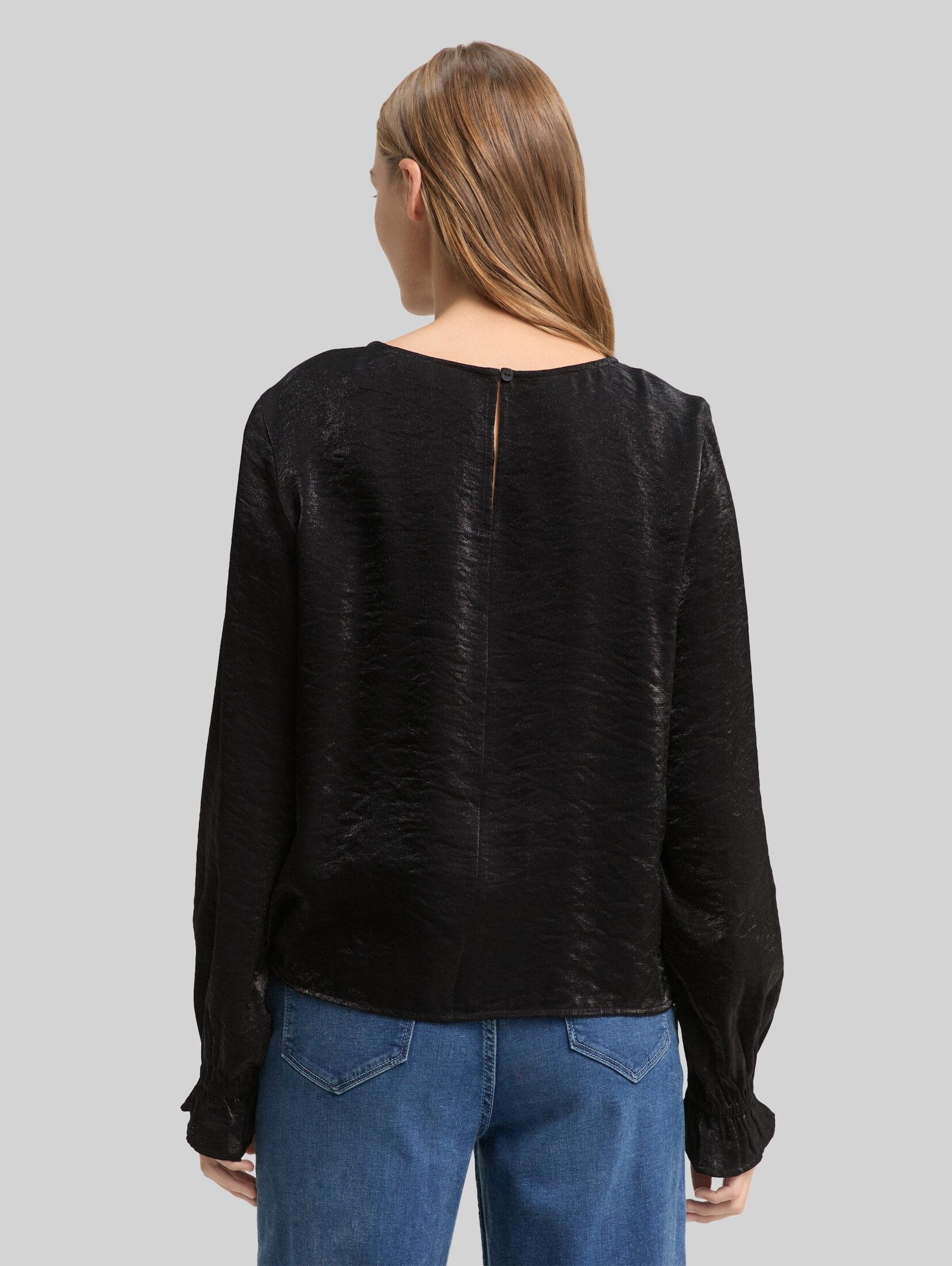 TOM TAILOR Denim Langarmbluse Blusen & Shirts Loose Fit Bluse in Satin-Optik
