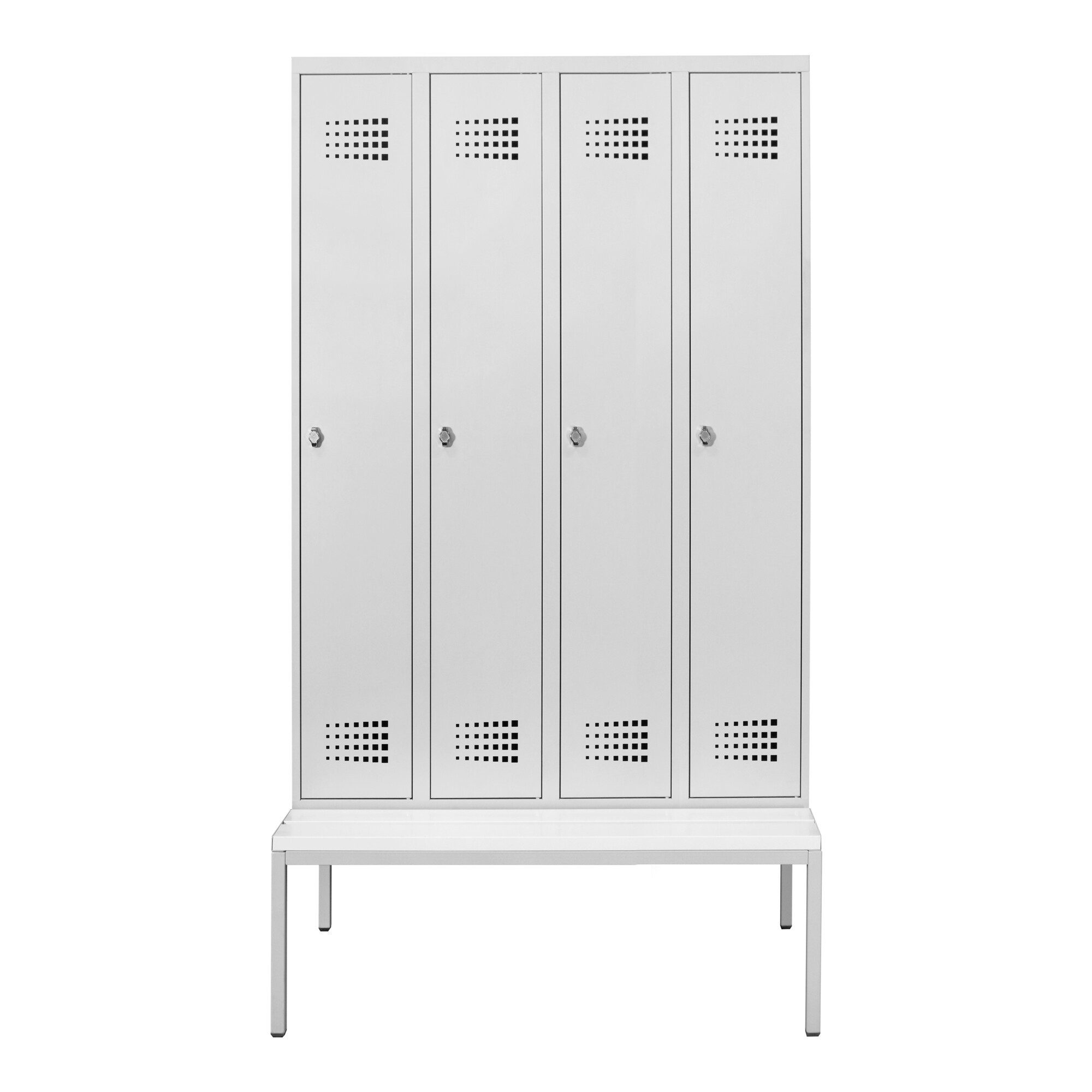 Stier Garderobenschrank STIER Garderobenspind Premium mit Sitzbankuntergestell 4 Abteile Drehr