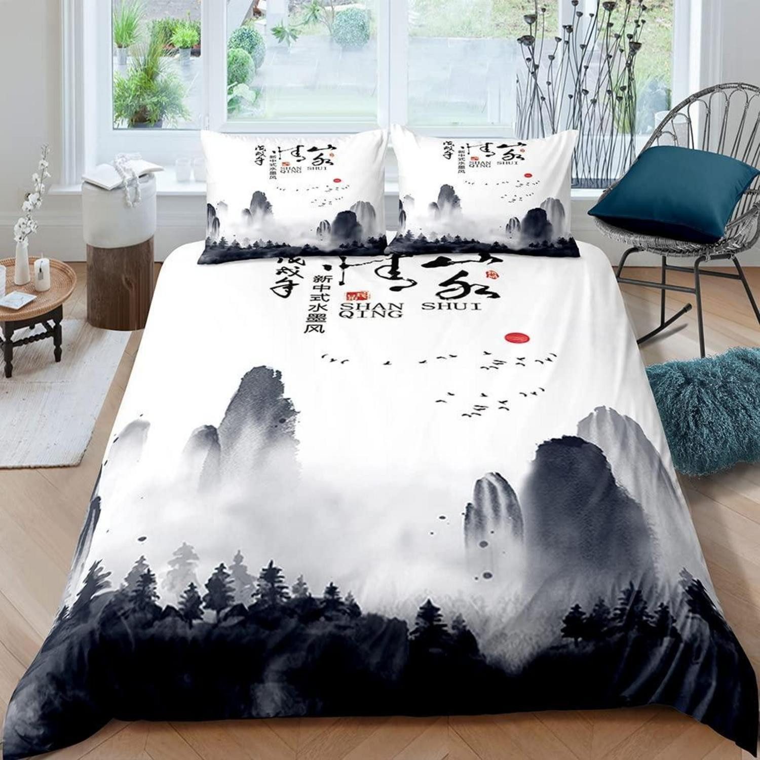 LuxusKollektion Jugendbettwäsche Bettwäsche 200x200 Chinesisch Tuschemalerei