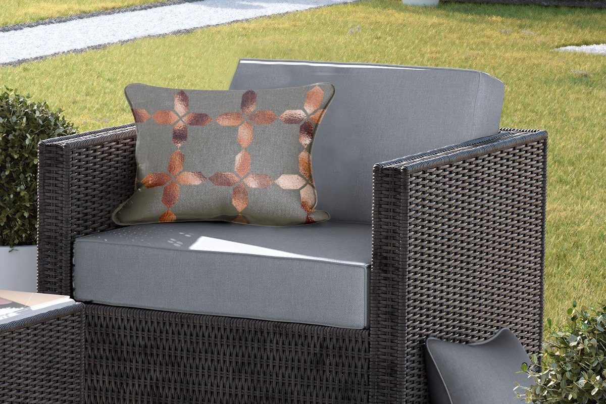 MuchoWow Dekokissen Muster - - Bronze Outdoor-Dekorationskissen, Linie, Luxus Kissenhülle Polyester, - Dekokissenbezug