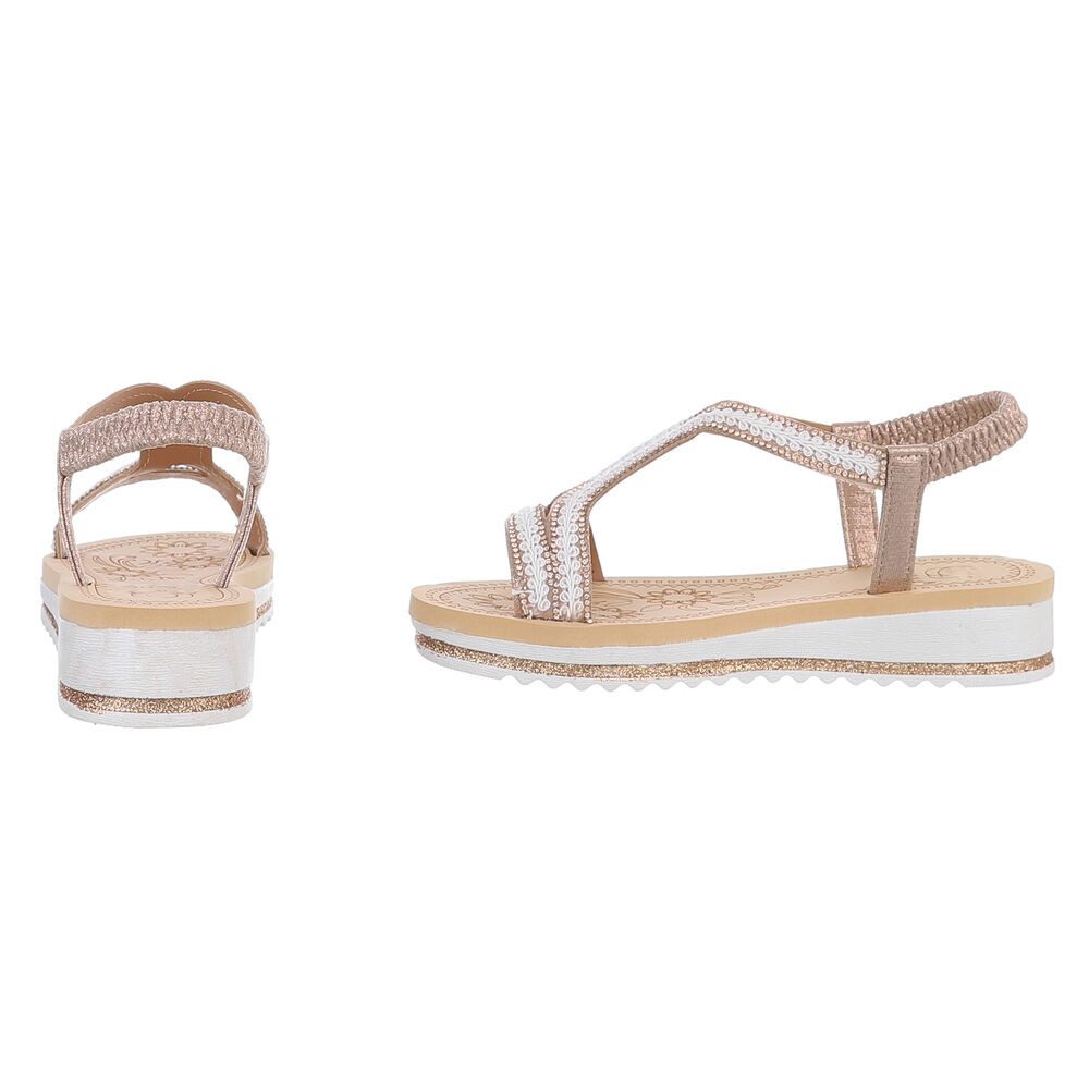 Ital-Design Bequeme Damen-Sandalen mit elegantem Design für den Sommer Riemchensandalette (89542530) Keilabsatz/Wedge Keilsandaletten in Beige