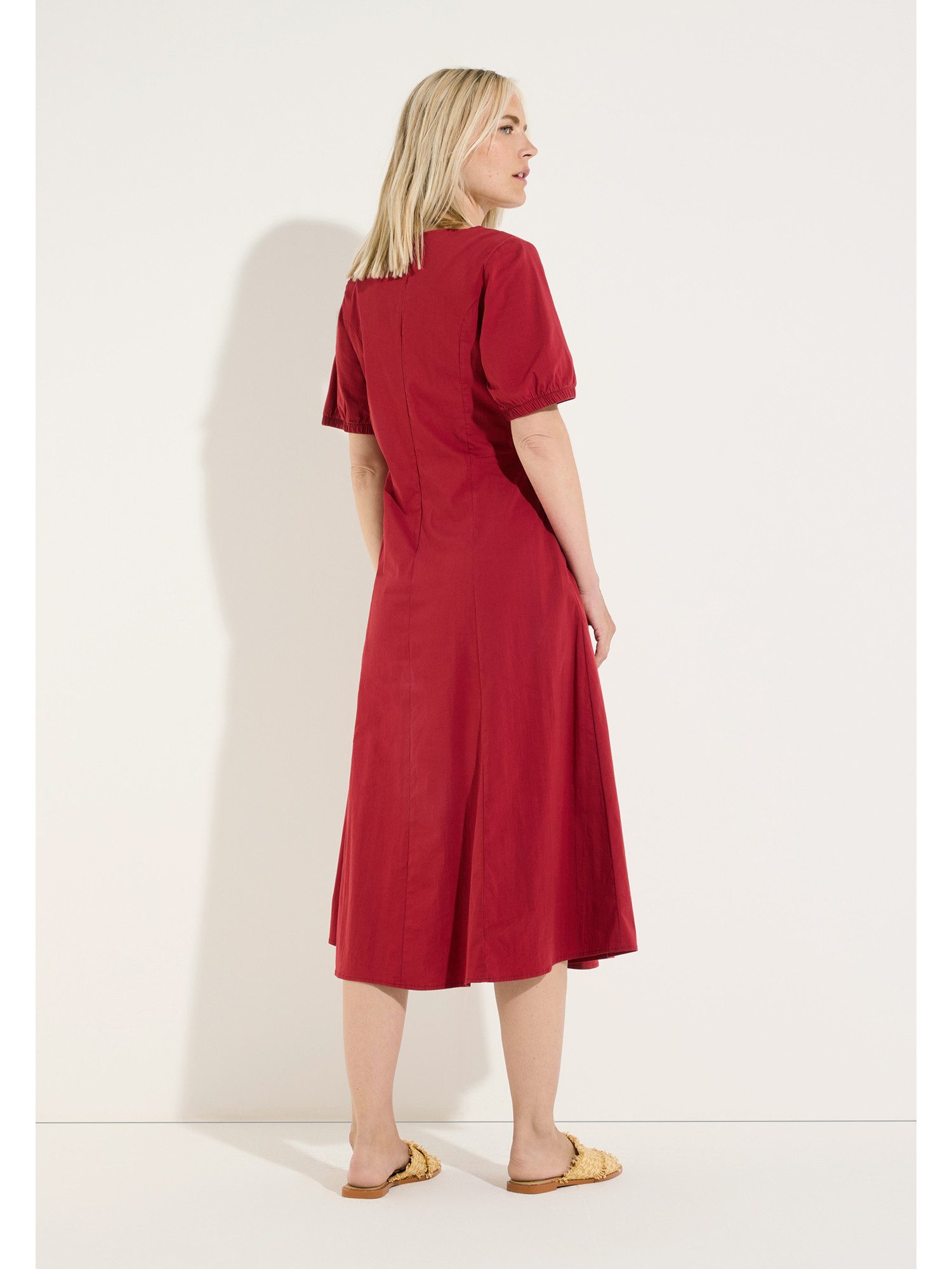 MORE&MORE Blusenkleid feminines Maxi-Halbarmkleid