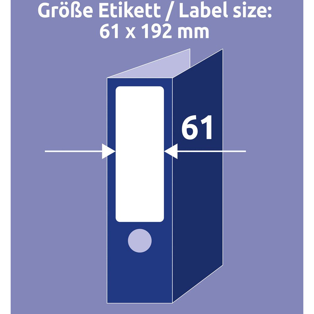 Avery Zweckform Etikett Avery-Zweckform Ordner-Etiketten L4761-10 61 x 192 mm Papier Weiß Perm