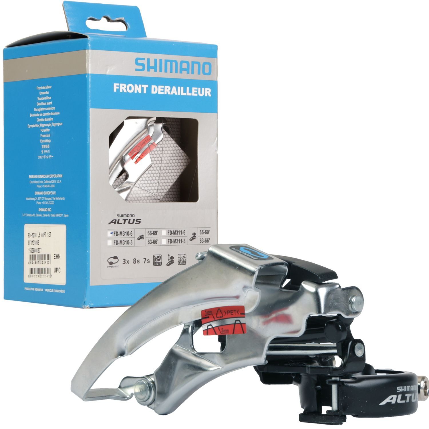Shimano Fahrradsattel Перемикачі Top Swing 42 Zähne 66°-69°, 3x7/8 Fach Dual Route 3x 7/8 FD-M190 28,6mm / 31,8mm / 34,9mm