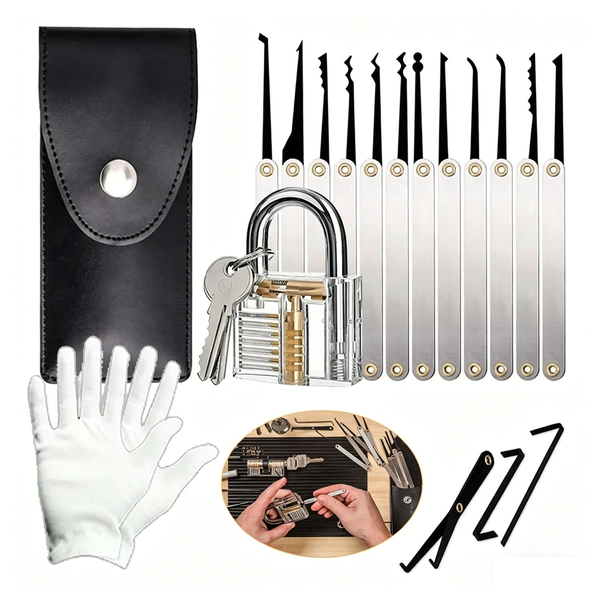 MOPUEA Vorhängeschloss Lockpicking 15-Teiliges Dietrich Set, (15-tlg)