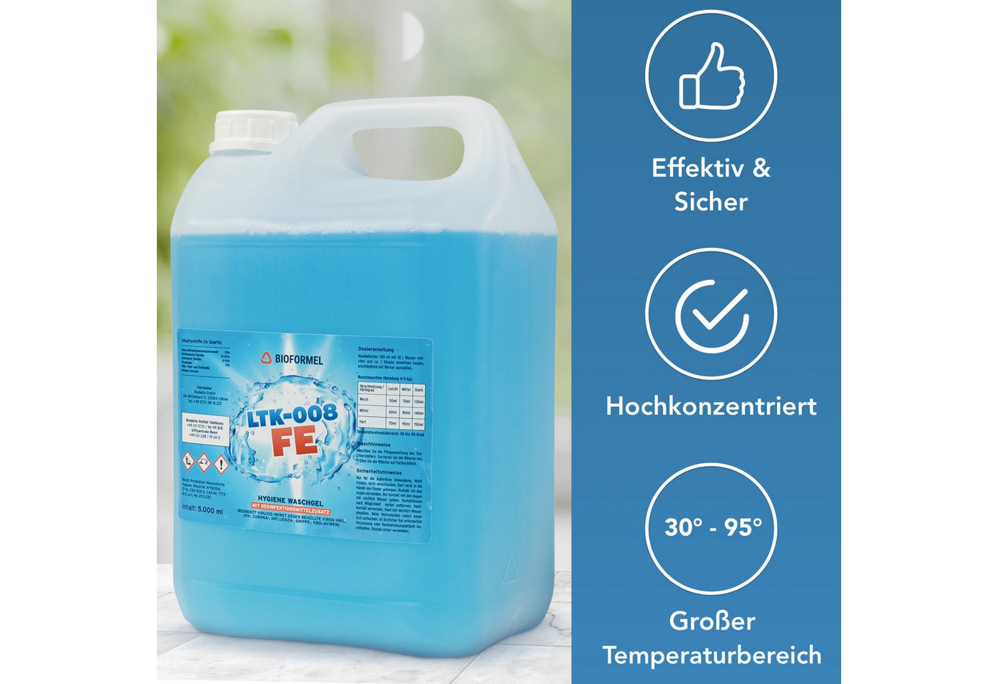 Thumbnail - LTK-008 Biodelta Hygiene Waschmittel Vollwaschmittel (2L Kanister oder 5L Kanister 2L)