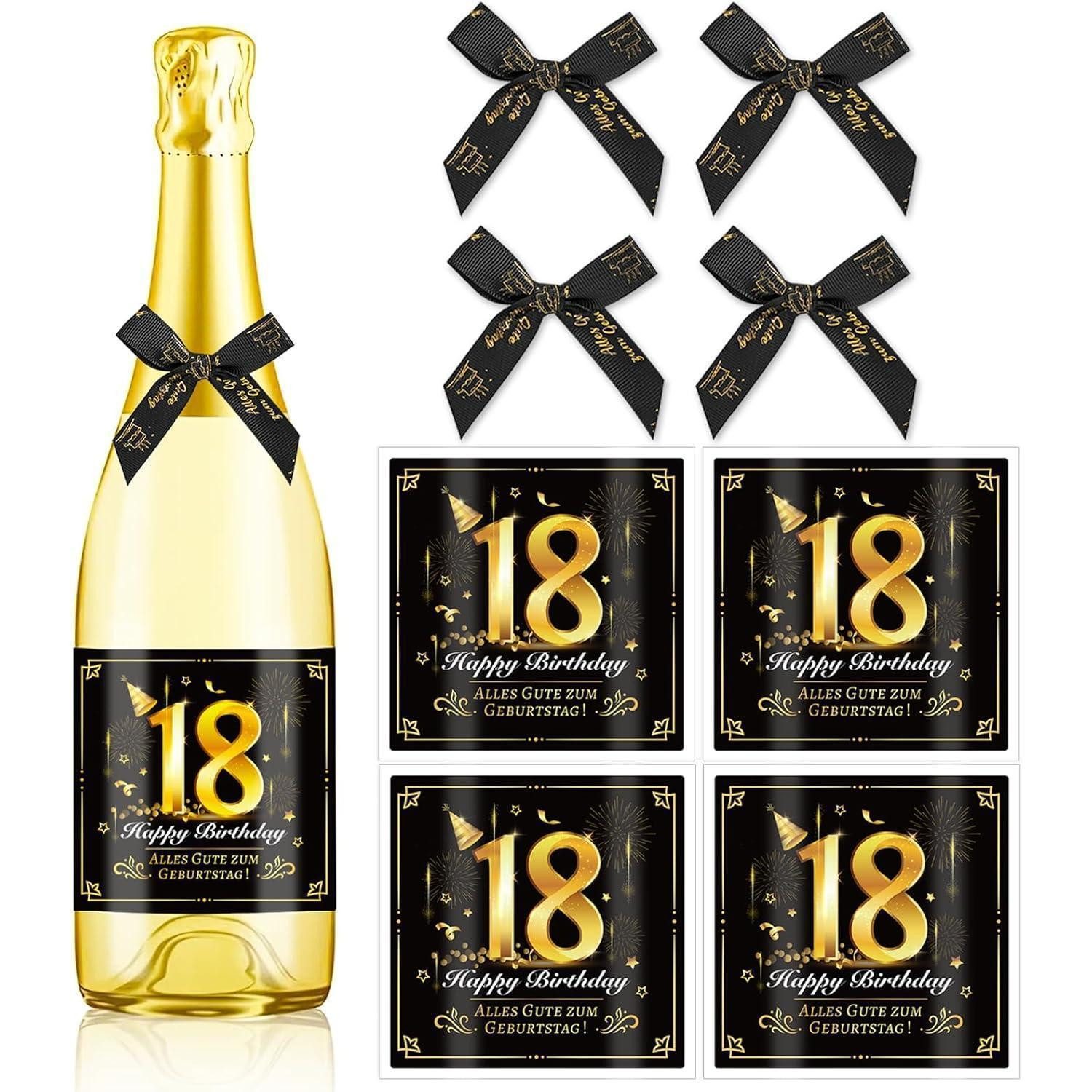 LuxusKollektion Etikett Flaschenetikett selbstklebend Schleife 4er Geschenk 18. Geburtstag