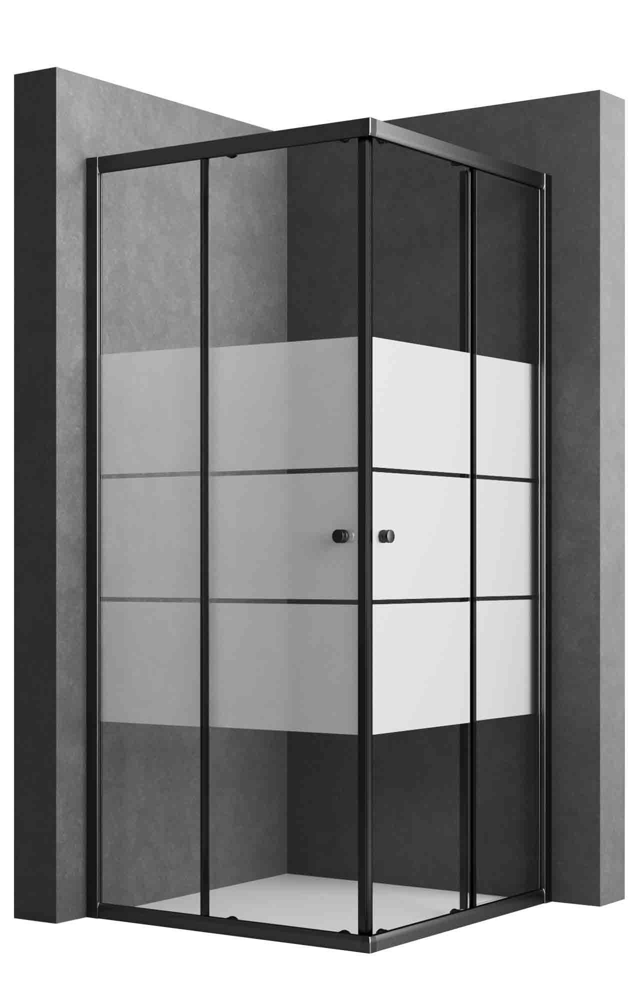 Boromal Eckdusche 80x80 Duschkabine Schwarz 80x80x185cm günstig online kaufen