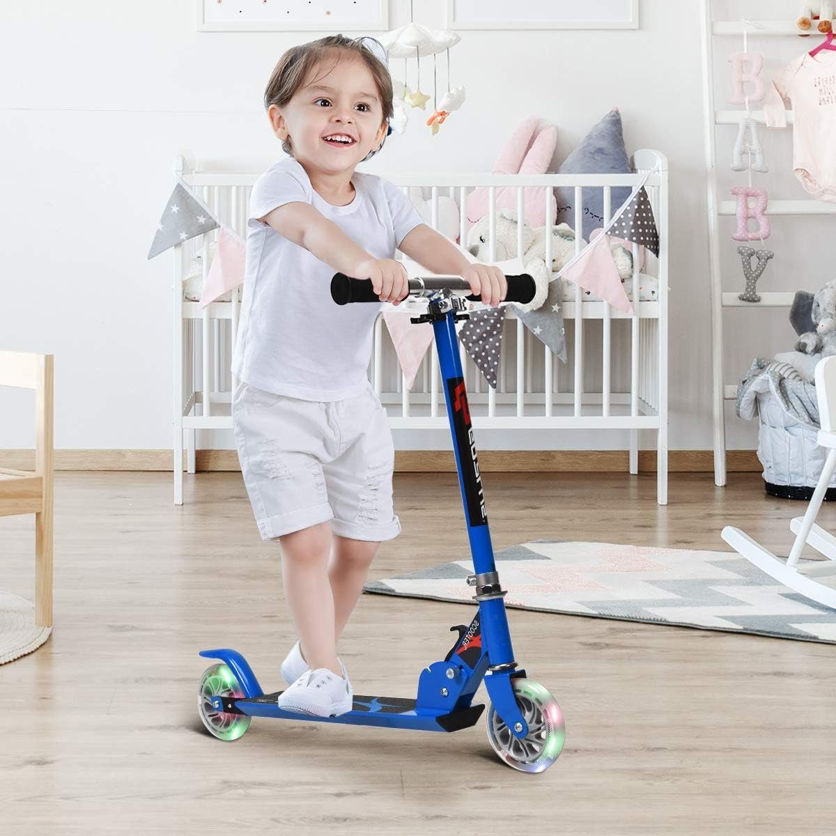 KOMFOTTEU Cityroller Kinder Roller Scooter, mit LED Rädern, ab 4 Jahre blau