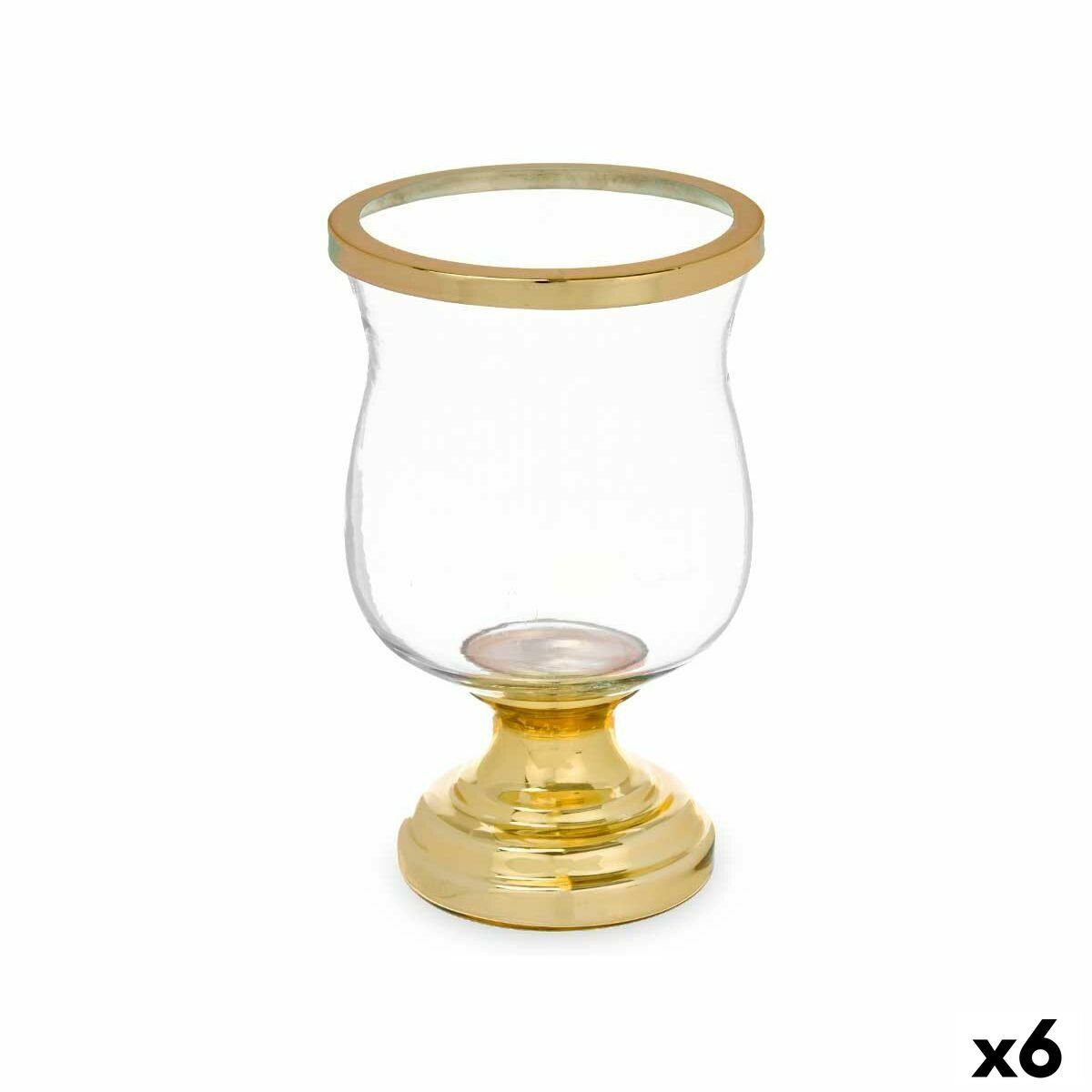 Windlicht x Gold Stahl 15,5 Gift Decor Stück x 26 Glas 6 cm Kerzenschale 15,5