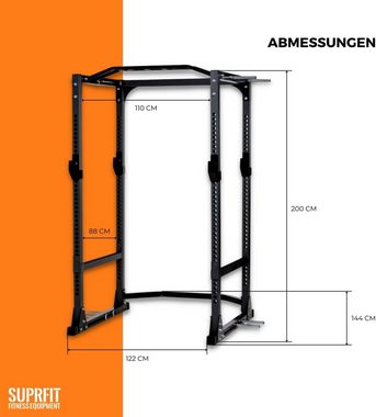 SF SUPRFIT Kraftstation Power Rack - Multi Squat Rack Kraftstation mit Safety Spotter, J-Cups & Dip Station, Powerracks mit Multigrip Klimmzugstange und optionalem Latzug und/oder Kabelzug, Fitness Rack