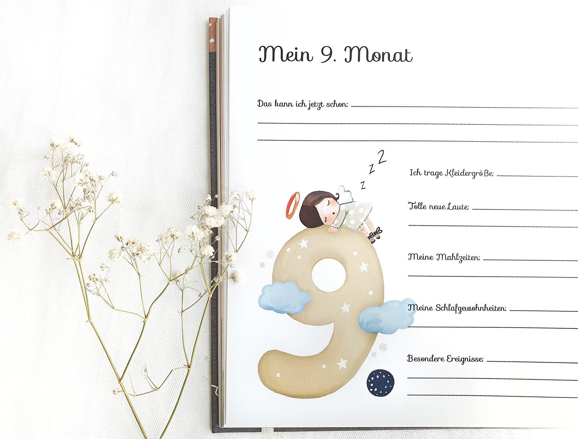 Pipapier Tagebuch Babyalbum "Mein Babyalbum", Babybuch erstes Jahr, für Fotos u. Erinnerungen, 21x21 cm, 56 S.
