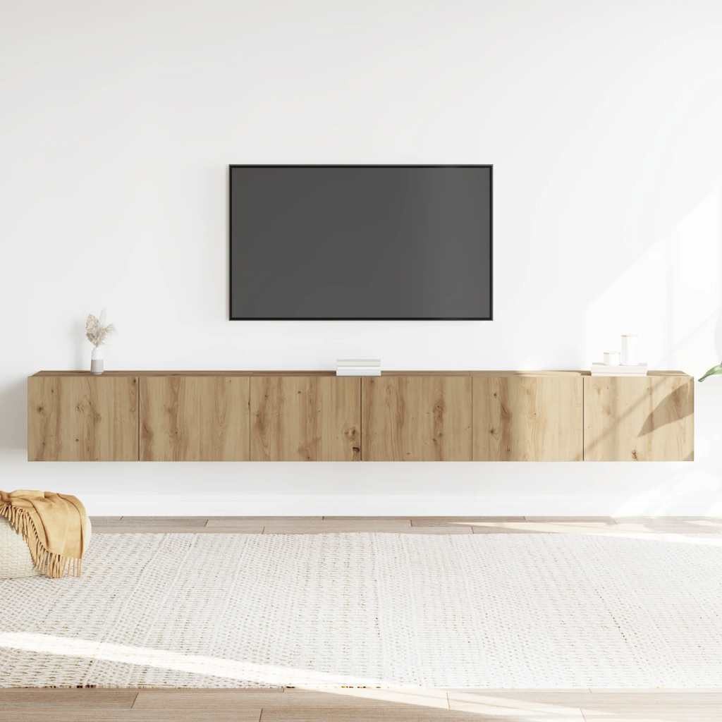 vidaXL TV-Schrank 3-tlg. TV-Schrank-Set Wandmontage Artisan-Eiche Holzwerkstoff (3-St)