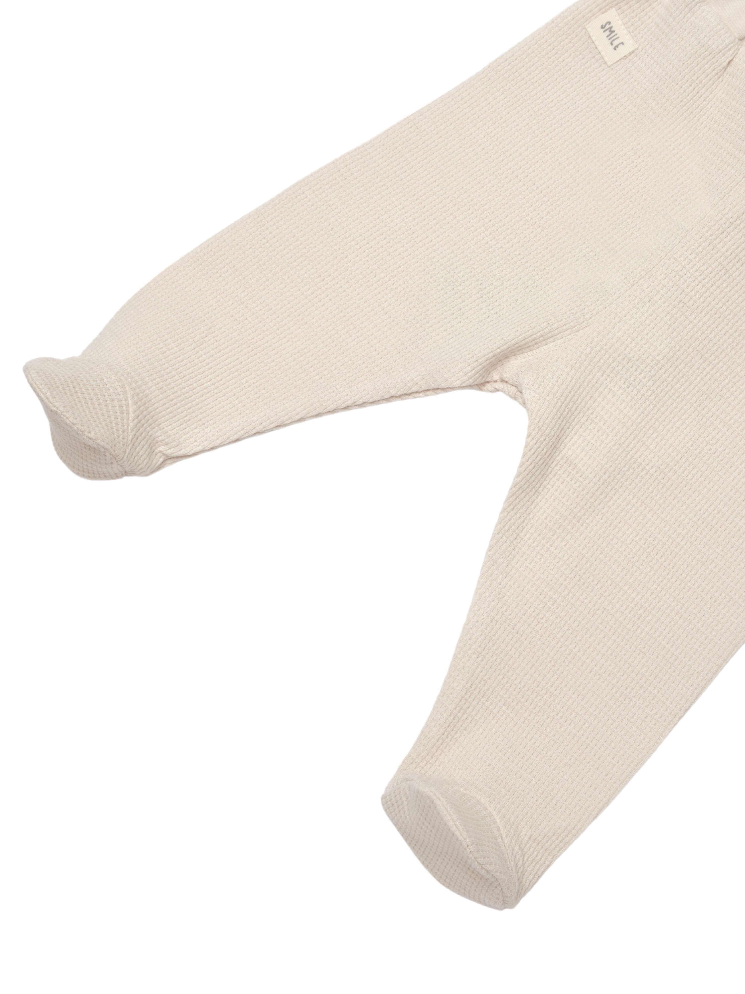 biorganic Funktionshose Baby Waffle Smile für Jungen und Mädchen Unisex Hose mit Fuß (1-tlg) Waffelmuster, Bio-Baumwolle, Größe 56- 74