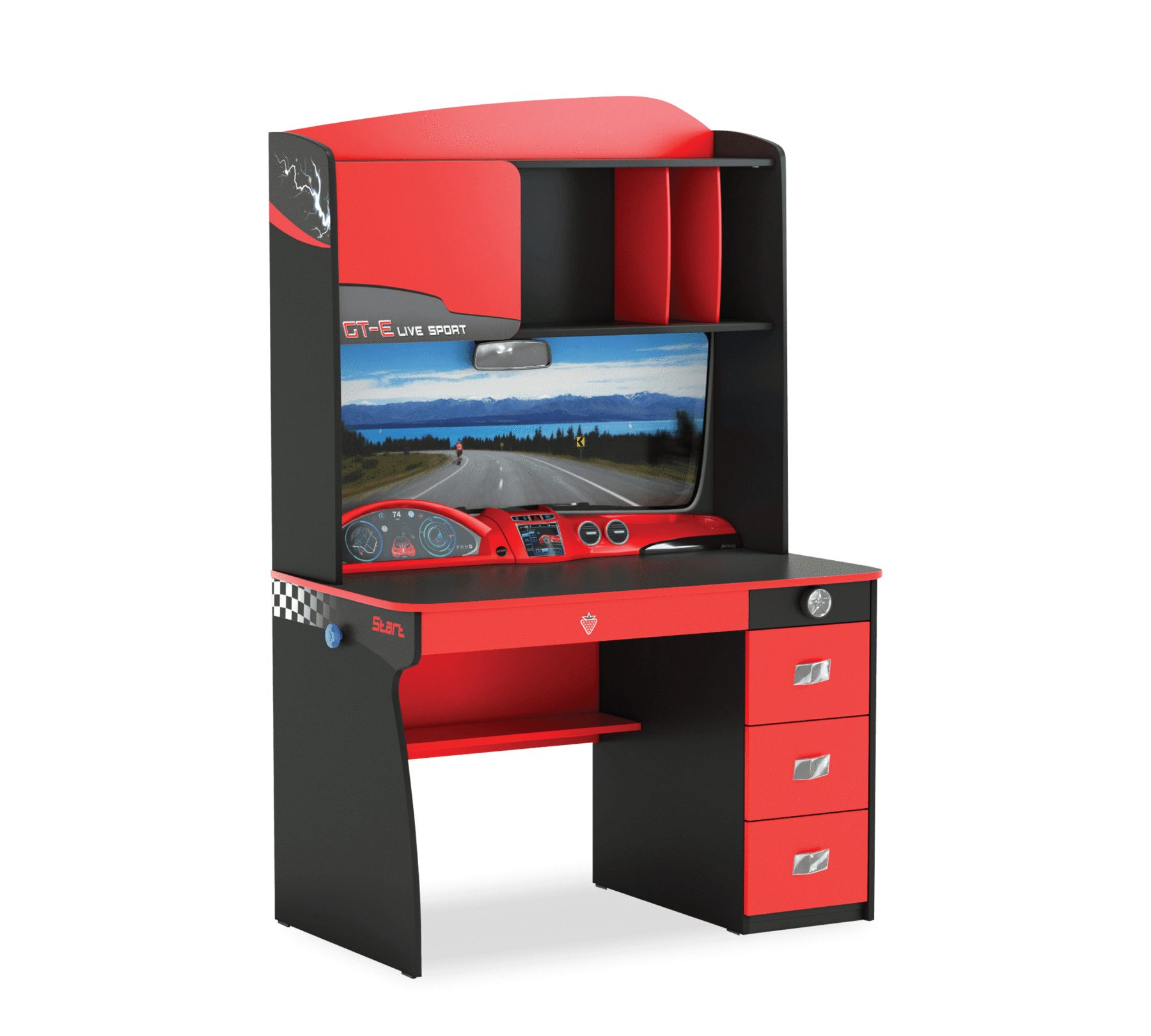 Möbel-Zeit Schreibtisch CHAMPION RACER mit Aufsatz