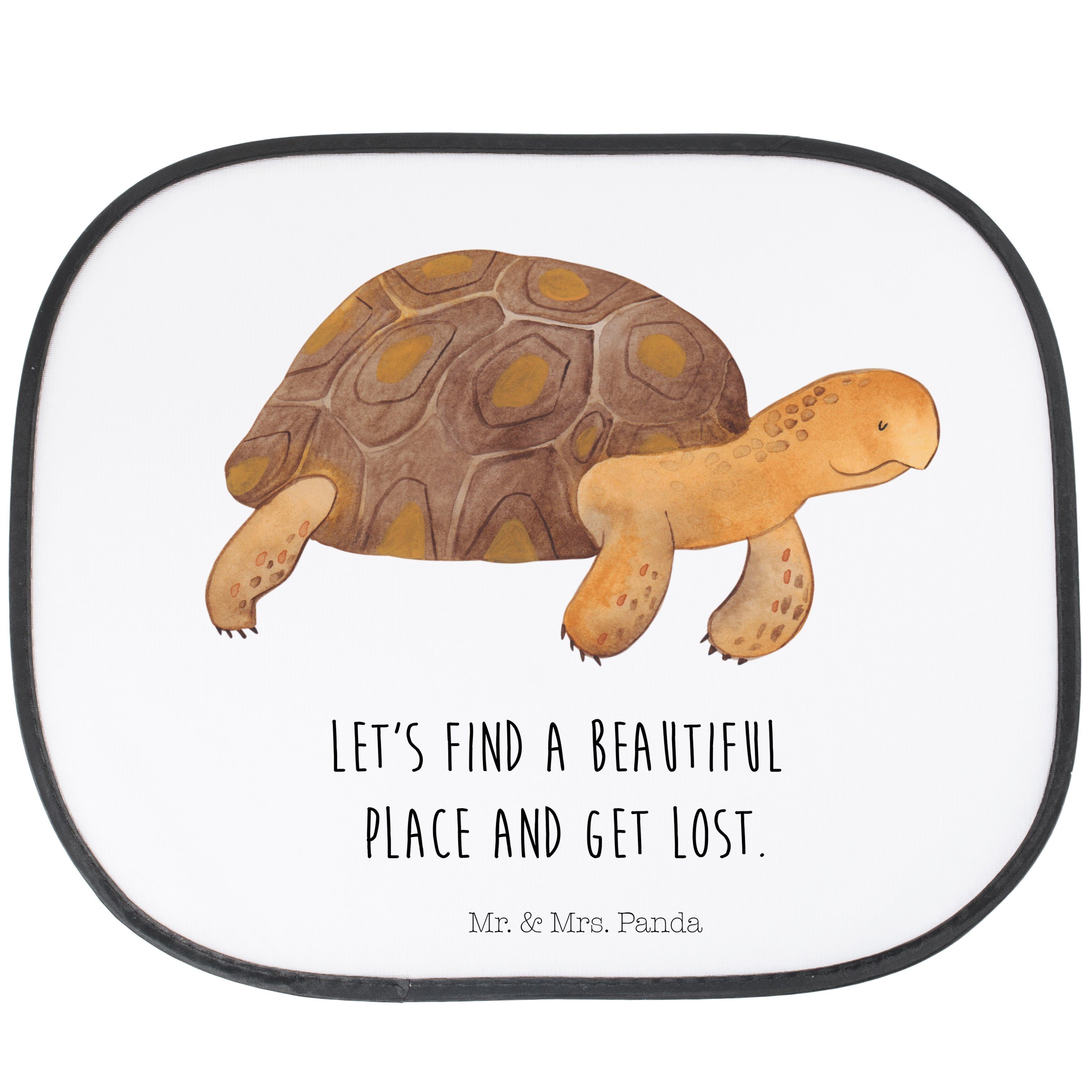 Sonnenschutz Schildkröte marschiert - Weiß - Geschenk, Urlaub, Neustart, Auto Sonn, Mr. & Mrs. Panda, Seidenmatt