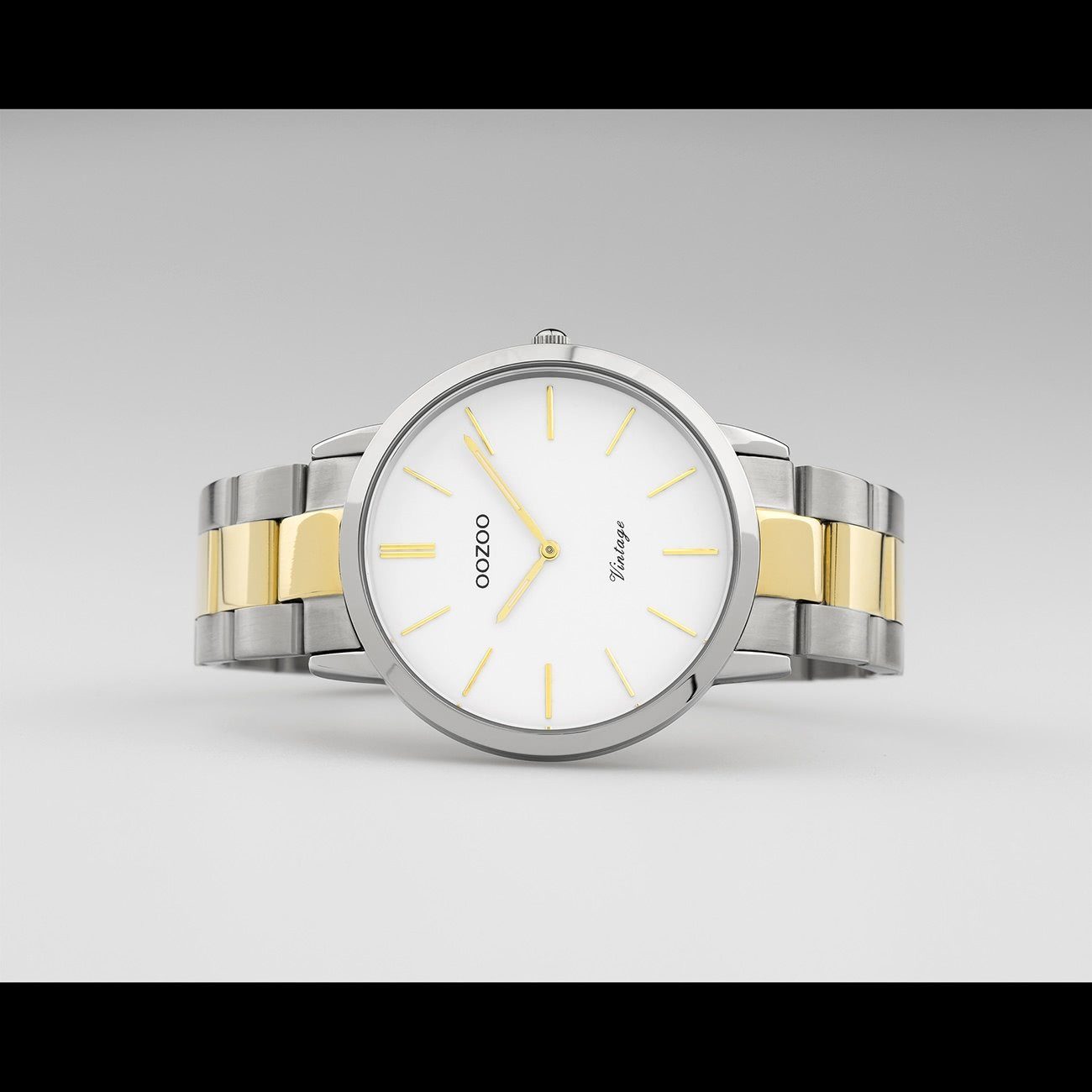 Quarz, Quarzuhr 42mm) Damen, silber Oozoo OOZOO (ca. rund, Edelstahlarmband, Unisex Fashion-Style groß Herrenuhr gold Armbanduhr