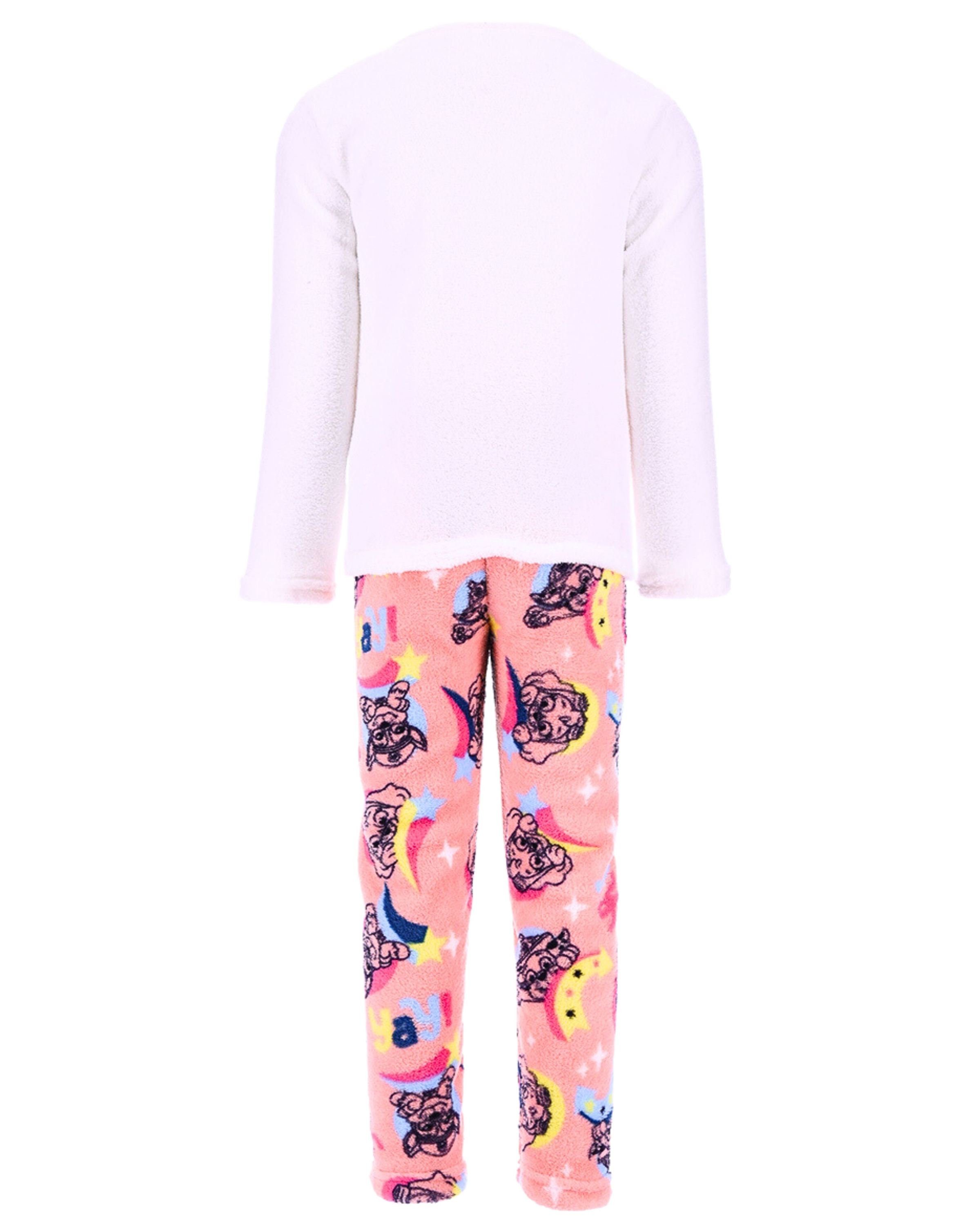 Schlafanzug Gr. weichem Fleece Weiß-Rosa Mädchen langarm aus PAW Skye (2 Pyjama PATROL tlg) cm 98 - 116
