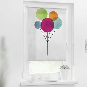 Seitenzugrollo Klemmfix Motiv Ballon, LICHTBLICK ORIGINAL, Lichtschutz, ohne Bohren, freihängend, Klemmfix, bedruckt