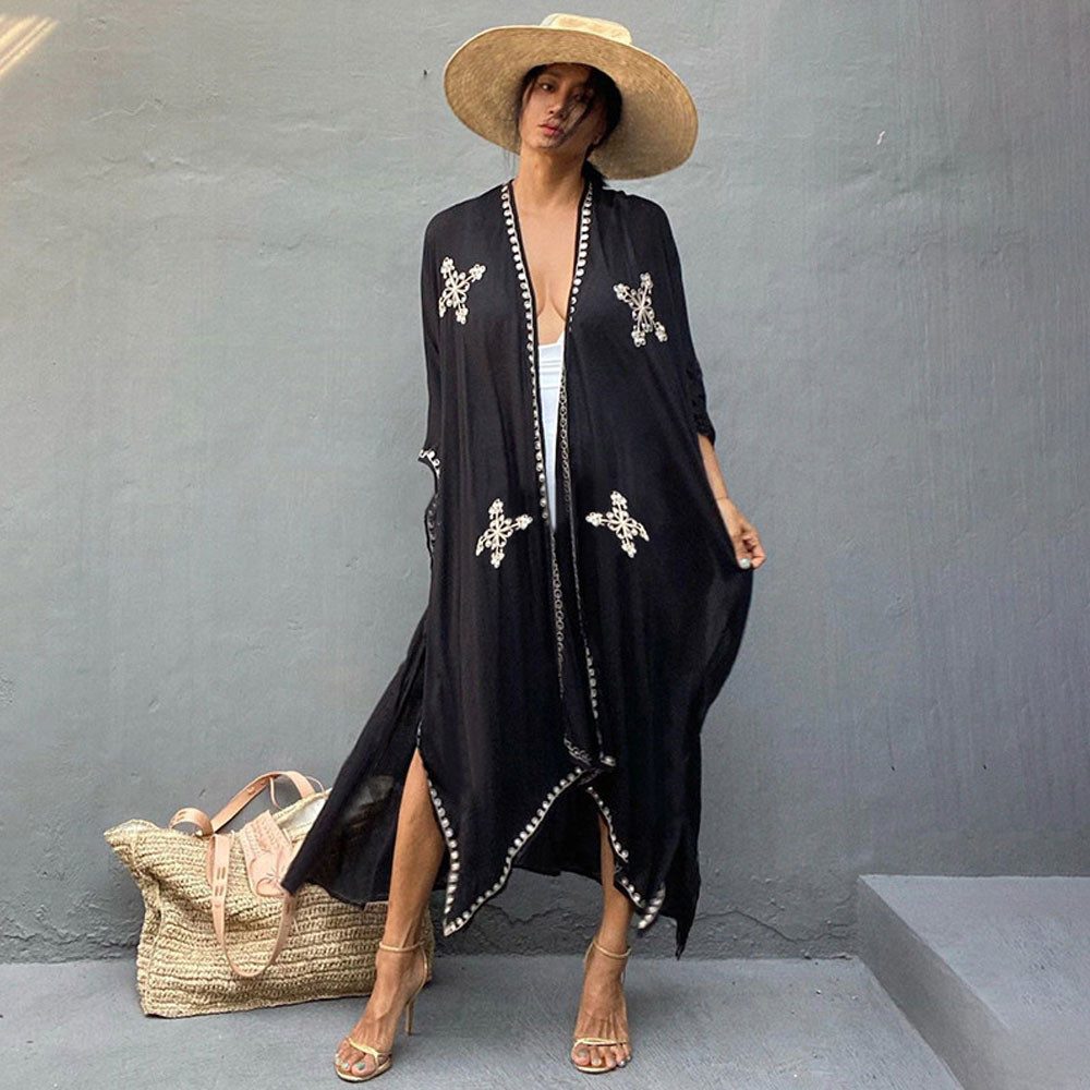 MOPUEA Strandkleid Locker fallender Strand-Kimono luftiger Sommerüberwurf für Strand (1-tlg)