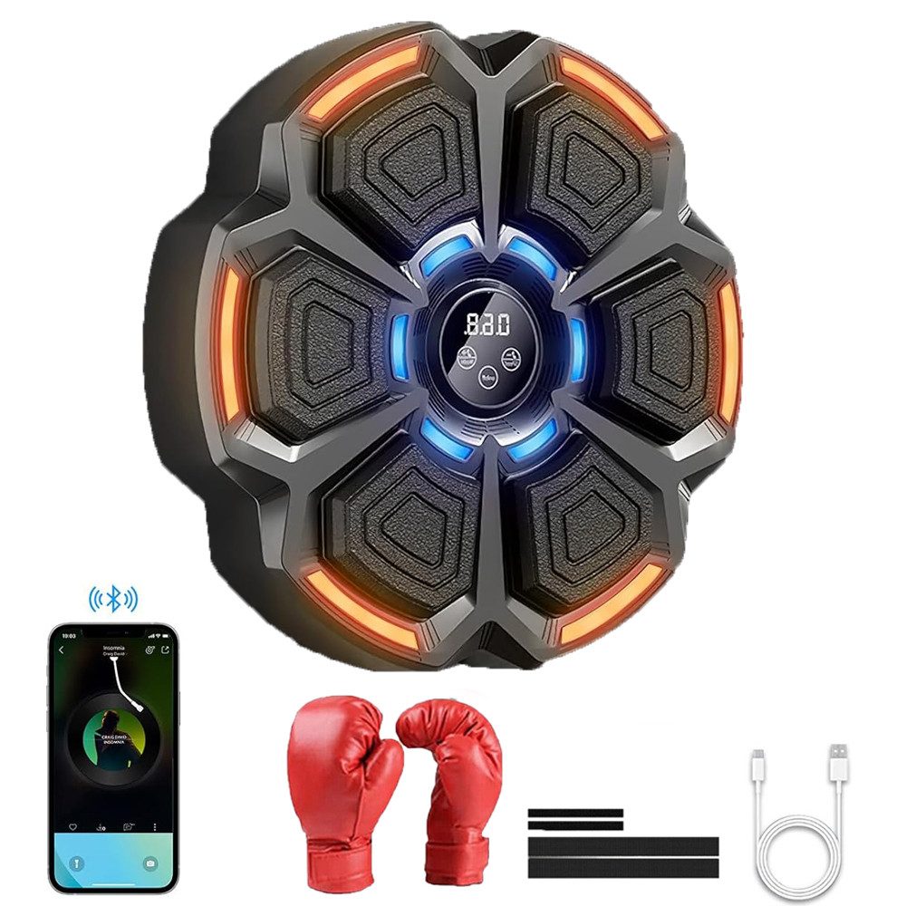 Topcony Boxstation Music Boxing Machine, LED Musik Boxmaschine Unterstützt Bluetooth (9 Geschwindigkeitsmodi und Zählmodus, Intelligente Elektronische Musik Box Trainingsgerät), für Kinder und Erwachsene für Haus, Indoor und Gym