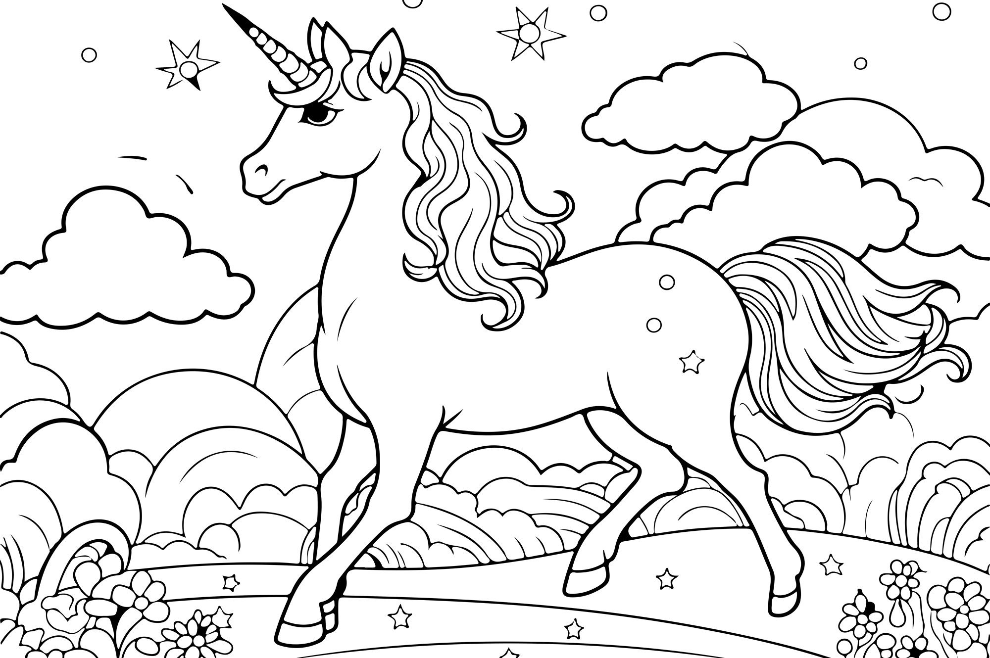 queence Wandsticker Einhorn auf Blumenwiese (1 St), DIY-Wandsticker zum Bemalen