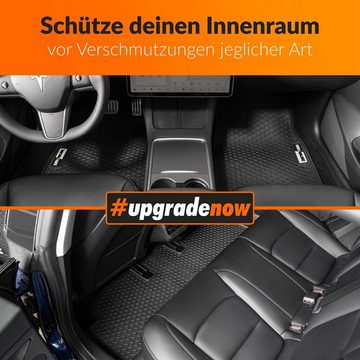 Upgrade4cars Auto-Fußmatten Tesla Model 3, für Tesla Model 3, Fussmatten für Vorne & Hinten in Schwarz, wasserdichte Gummimatten