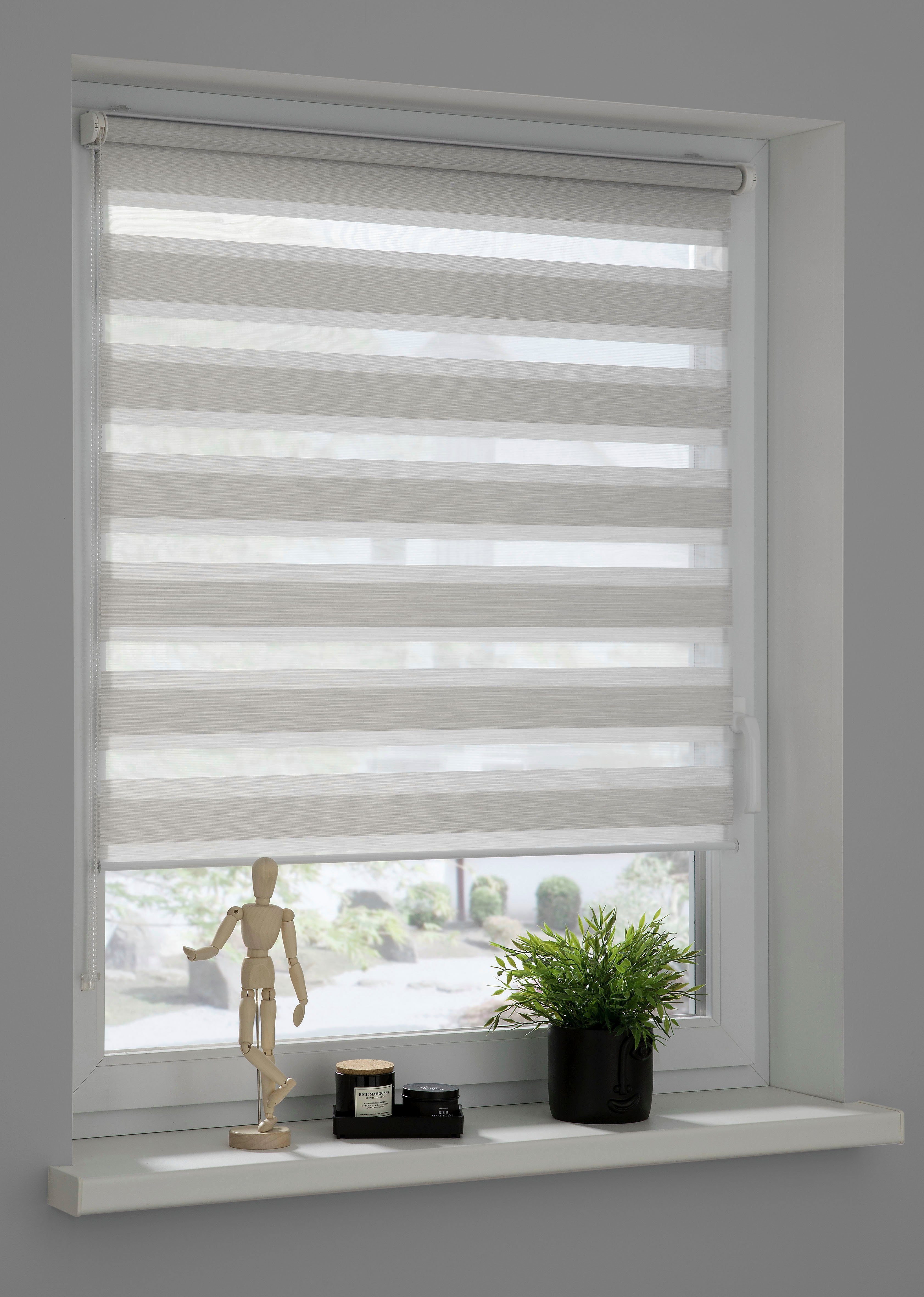 Doppelrollo Tilda, SCHÖNER WOHNEN-Kollektion, transparent, mit Bohren/ohne Bohren, freihängend, Klemmfix, geklemmt, silberne oder weiße Rollo-Technik