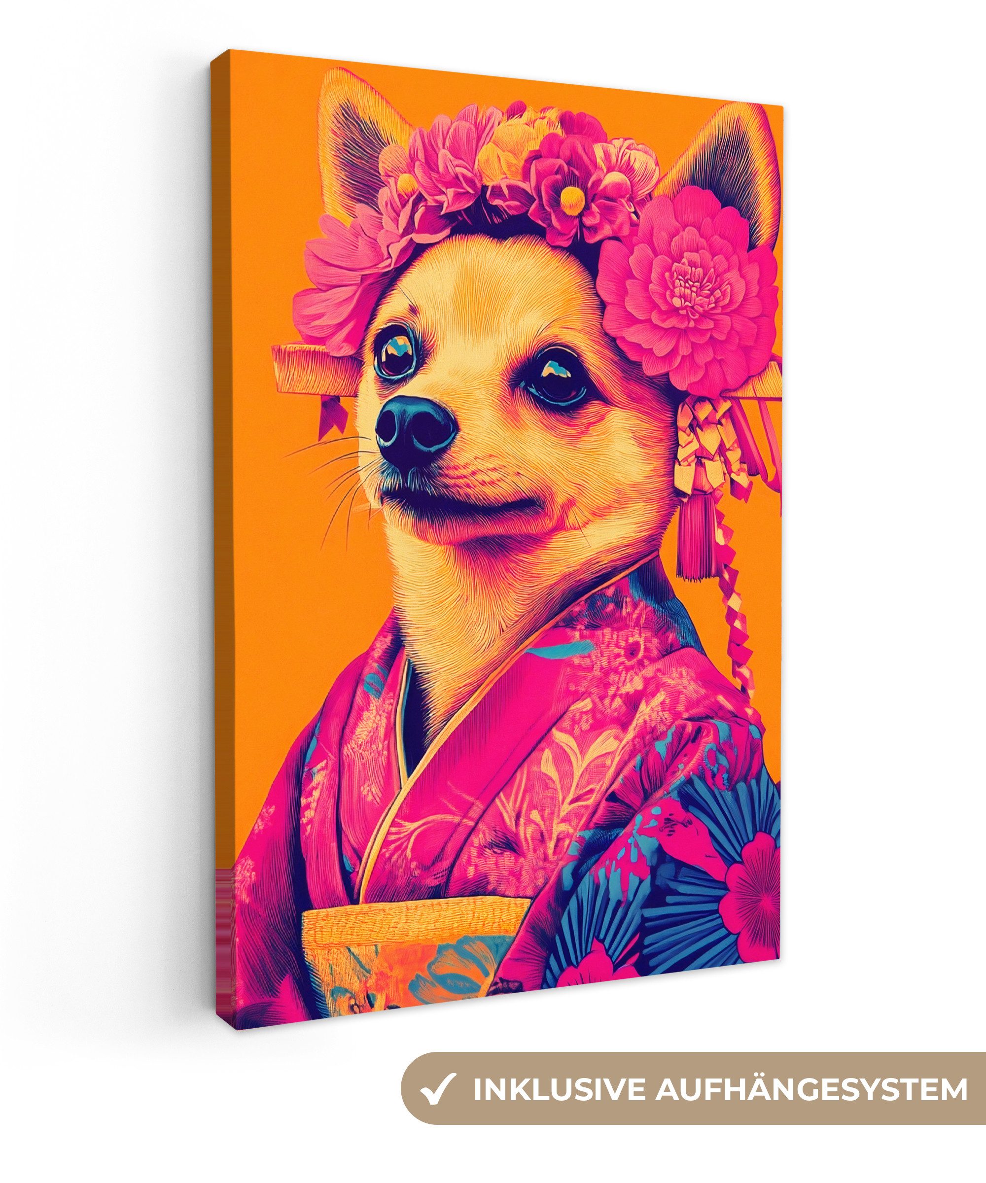 OneMillionCanvasses® Leinwandbild Kimono - Hündchen - günstig online kaufen