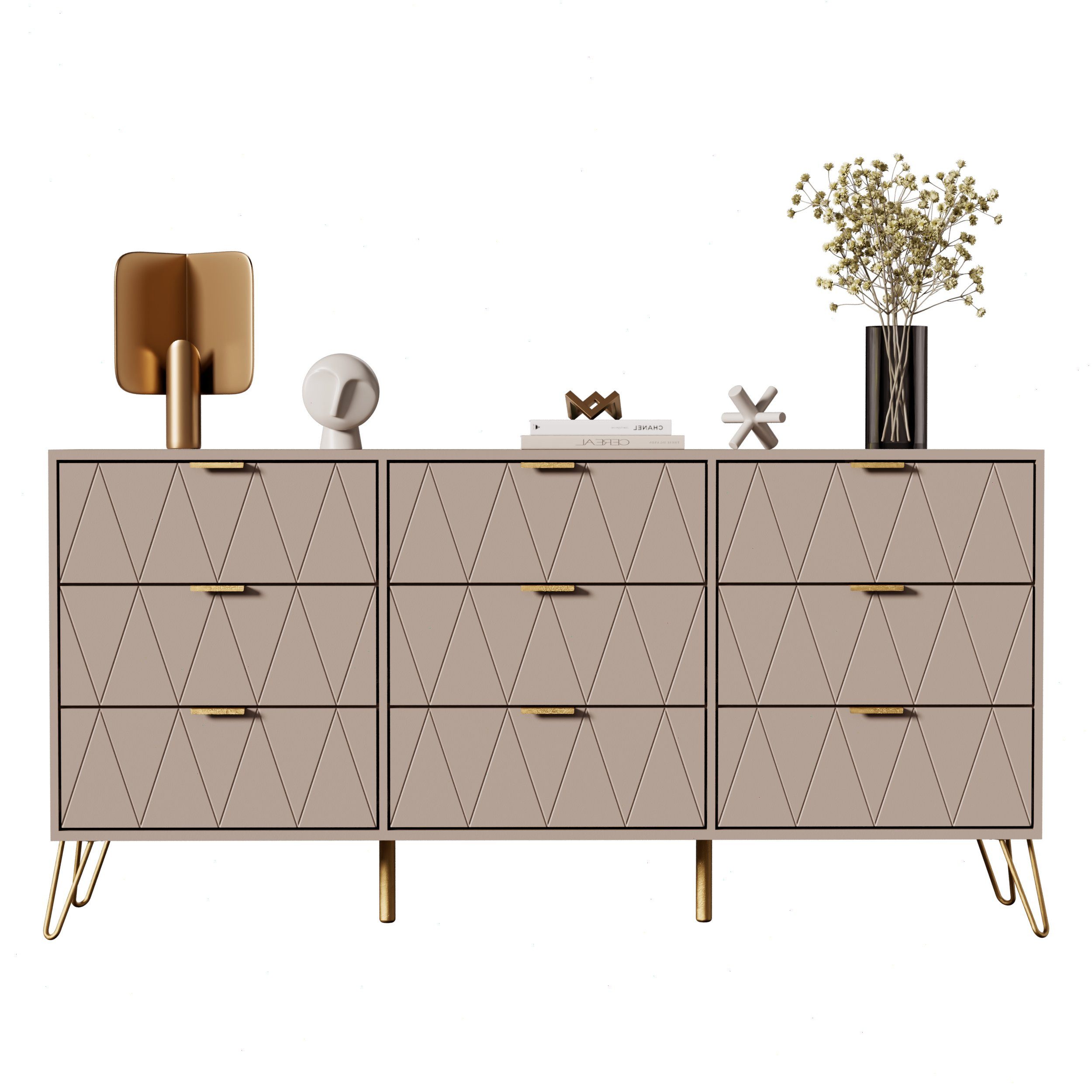 UEV Kommode modern Sideboard schmal Mehrzweckschrank für Kleidung Dokumente (Packung)