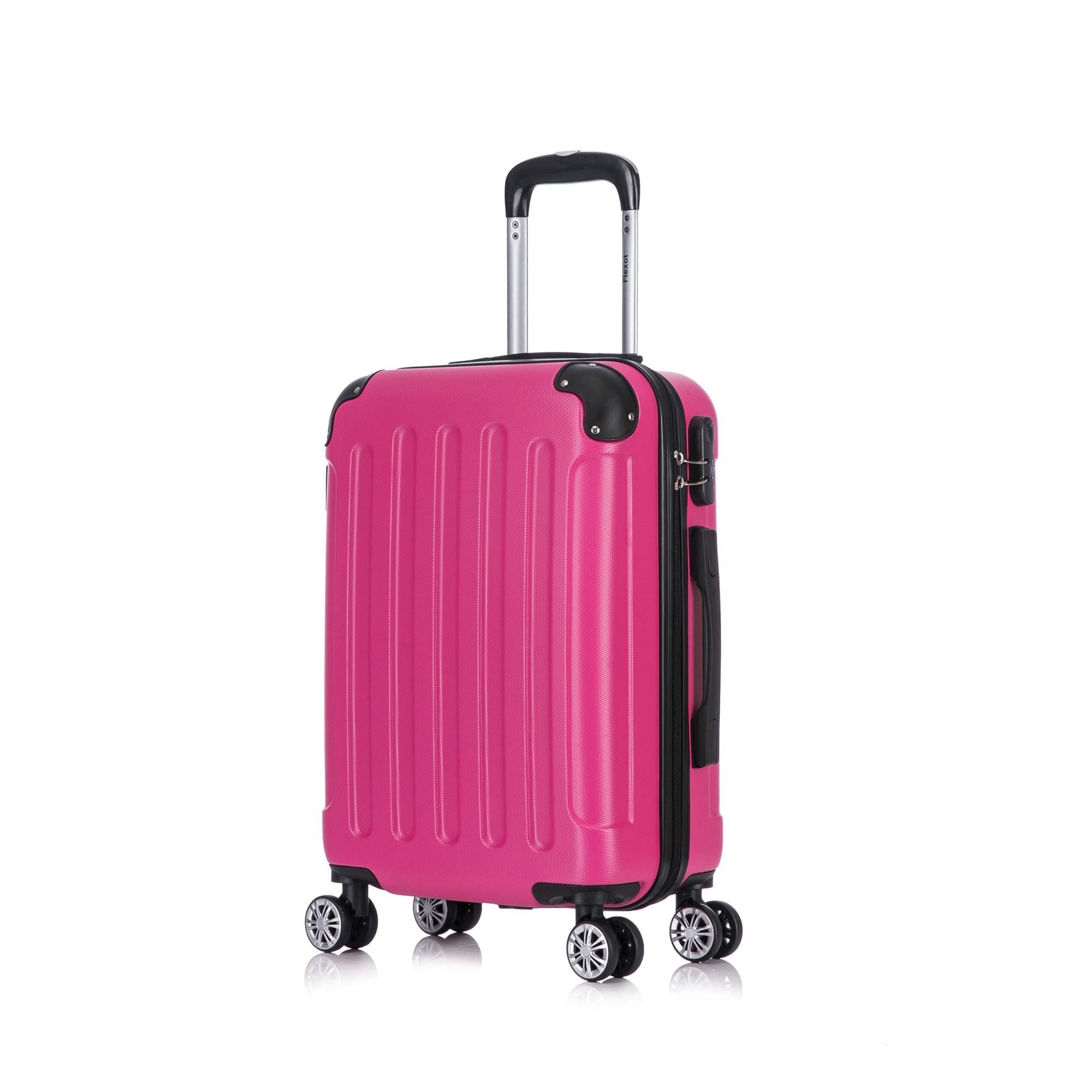 Flexot Hartschalen-Trolley F-2045 Kofferset, 360° Rollen, robuster Reisekoffer, Bordcase, 4 Rollen, Robuster und moderner Koffer mit vier 360° Rollen und Zahlenschloss