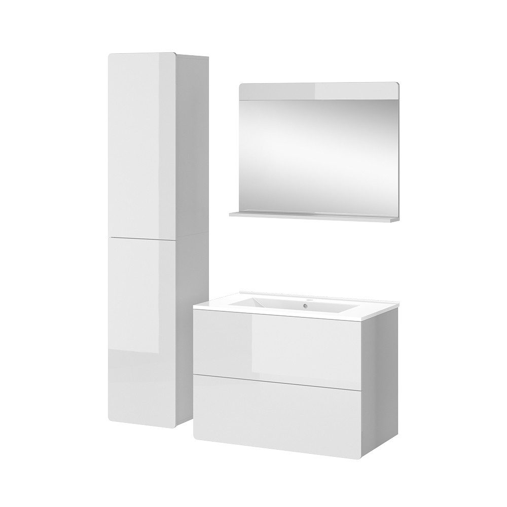 Vicco Badmöbel-Set Izan, Weiß Hochglanz, 4 günstig online kaufen