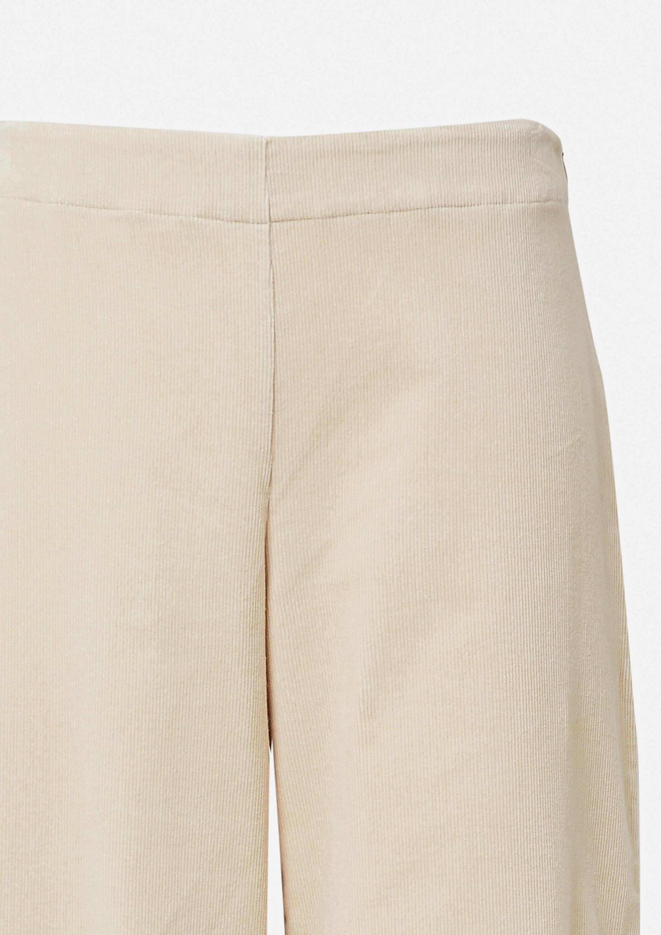 comma Chinos Hose Verkürzte Wide-Leg-Hose aus Cord im Relaxed Fit