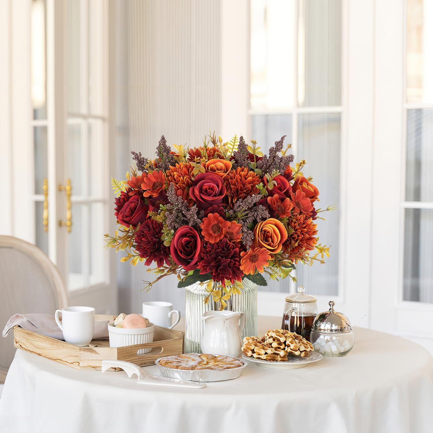 Kunstblumenstrauß Künstliche Blumen 2/4 Bündel künstliche Rosen Gänseblümchen, Agger, Perfekt für Hochzeit, Party oder Heimdekoration in Rosa – Bild 3 von 5