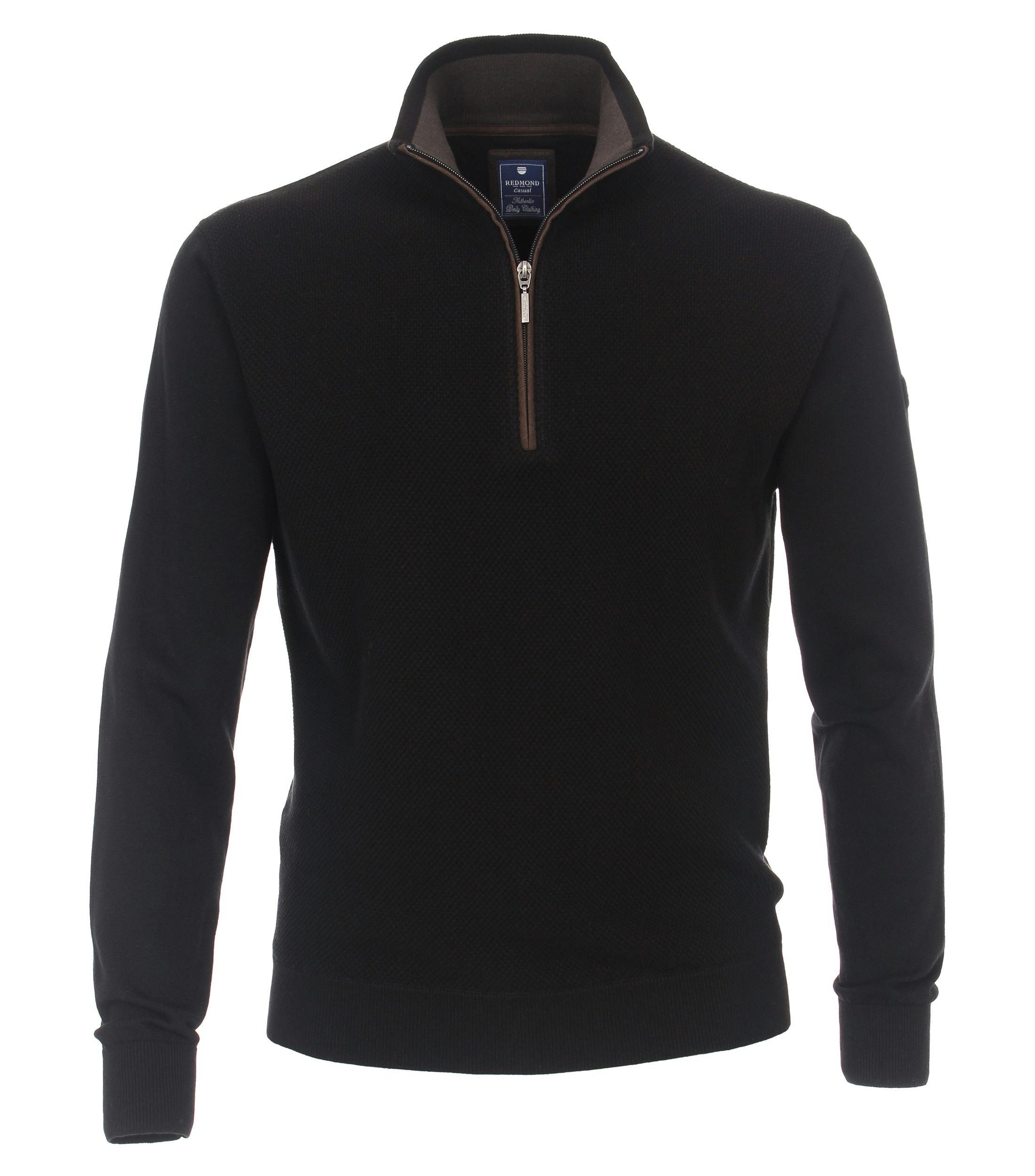 Redmond Troyer REDMOND Casual Herren Strick-Troyer Comfort Baumwolle Schwarz