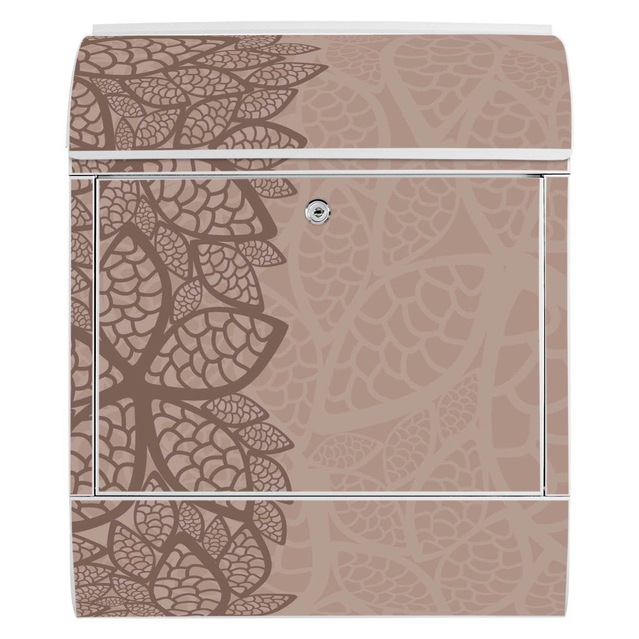 banjado Stahl (Wandbriefkasten Muster 47 weiß Blätter pulverbeschichtet, mit x Wandbriefkasten x Zeitungsfach), 14cm witterungsbeständig, 39