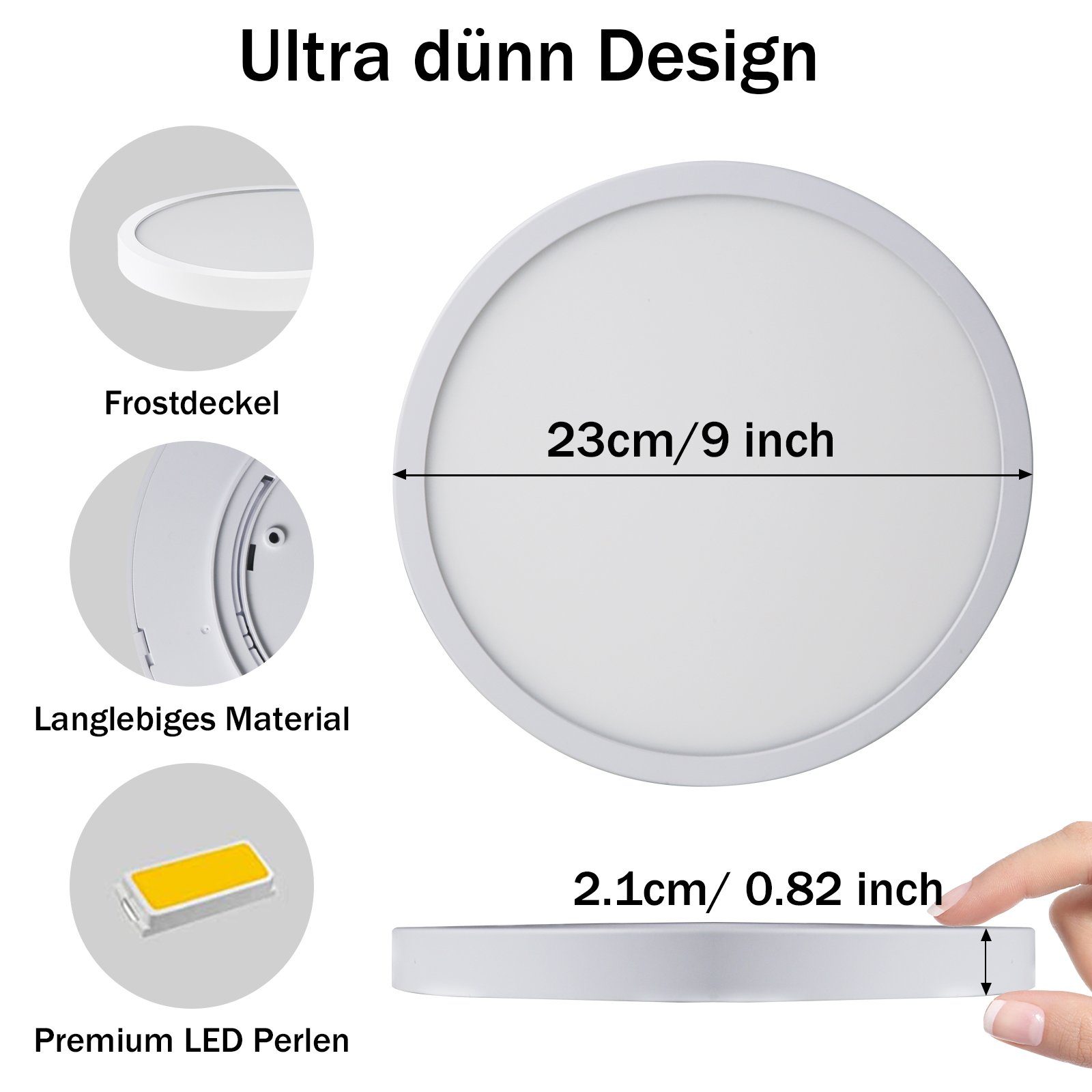 ZMH LED Deckenleuchte Wohnzimmer Rund Flach günstig online kaufen