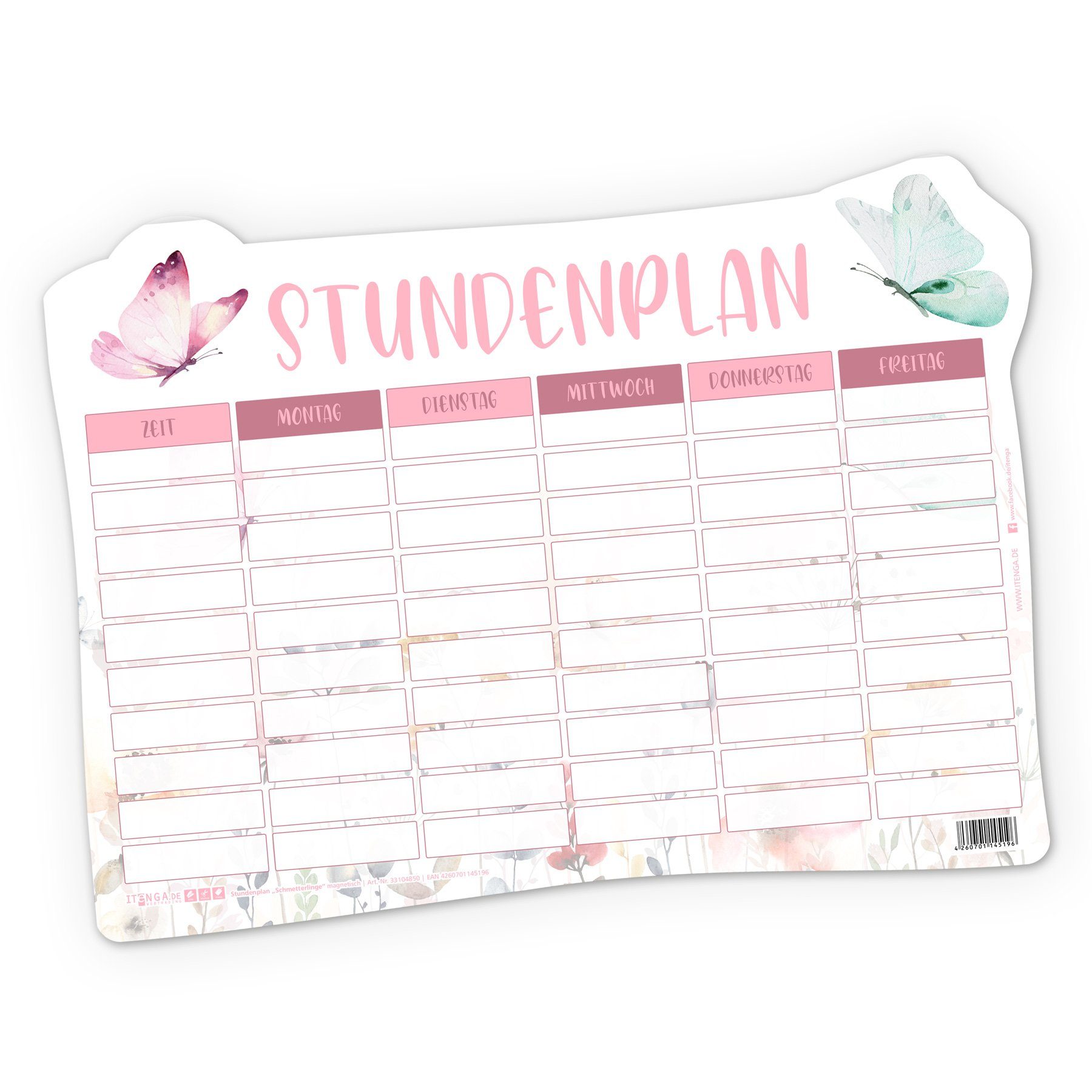itenga Schülerkalender itenga Stundenplan magnetisch Motiv Schmetterling 31 x 22,5cm