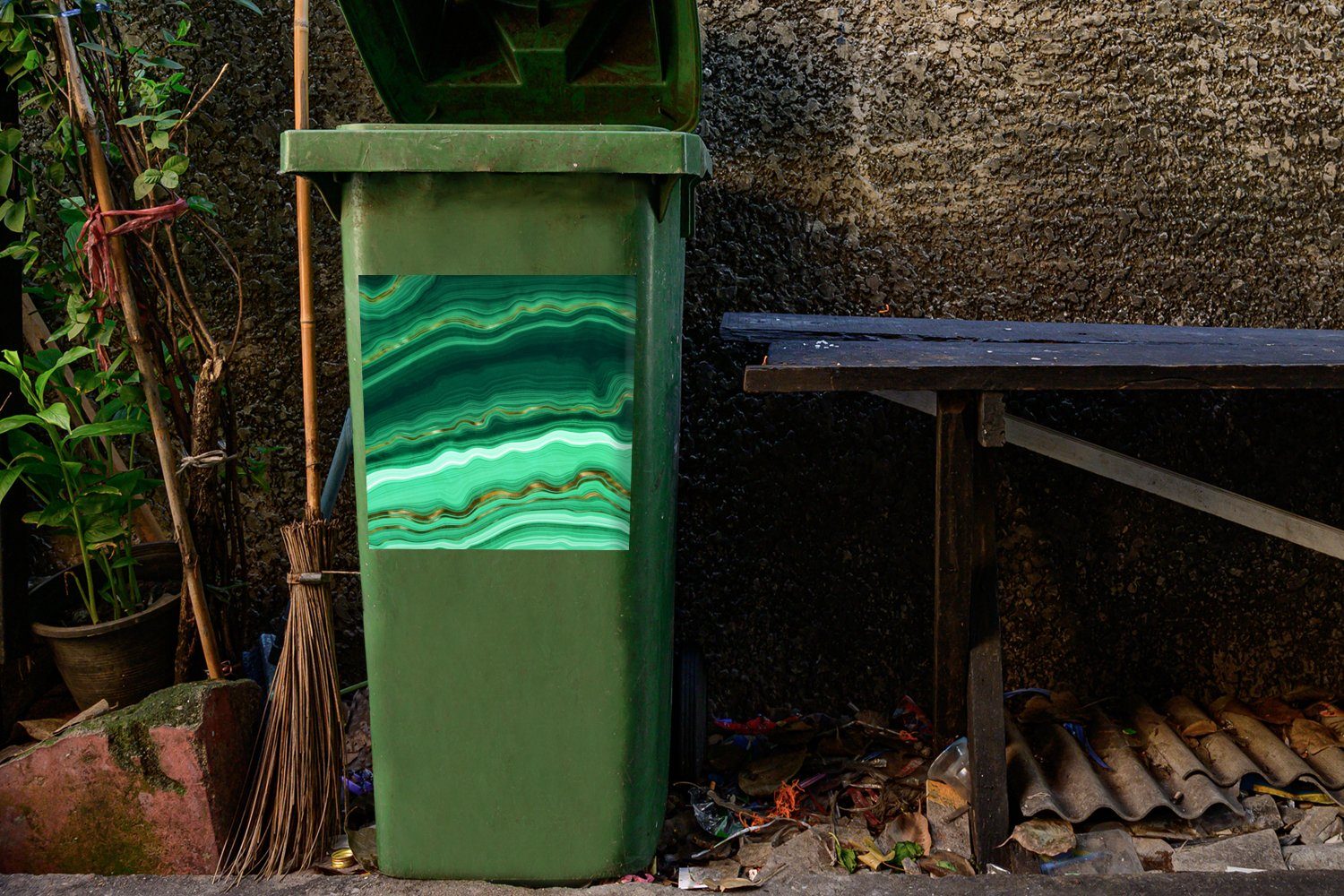MuchoWow Wandsticker Gold - Achat - Luxus St), Mülltonne, Abfalbehälter Mülleimer-aufkleber, Sticker, (1 Container