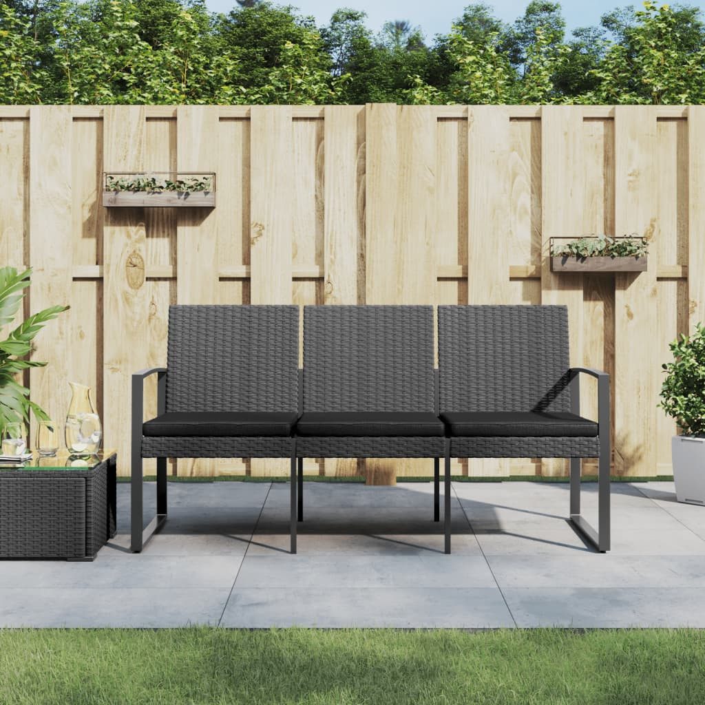 furnicato Gartenbank 3-Sitzer mit Kissen Dunkelgrau günstig online kaufen