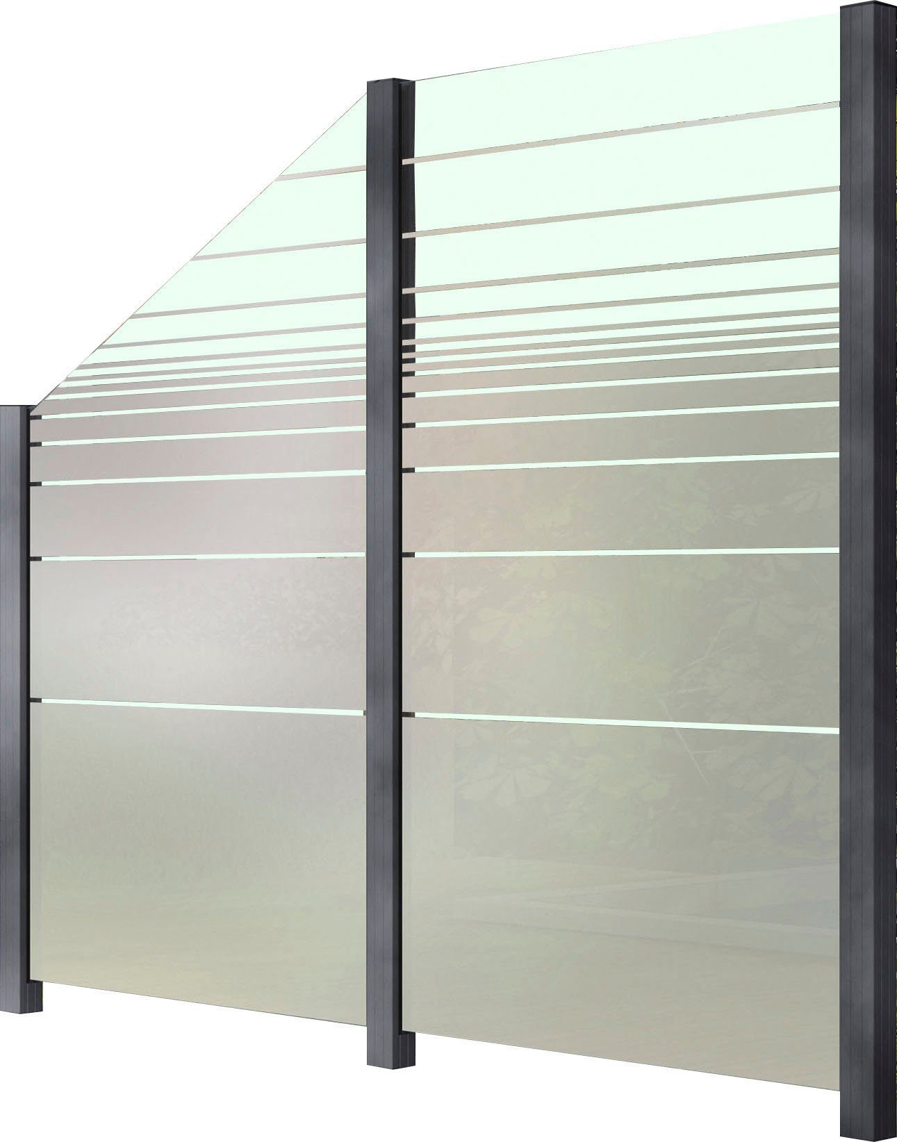 STAKET PRO Zaun, (Set), Glaszaun, Gesamtlänge: 2,29 m, 3 Pfosten