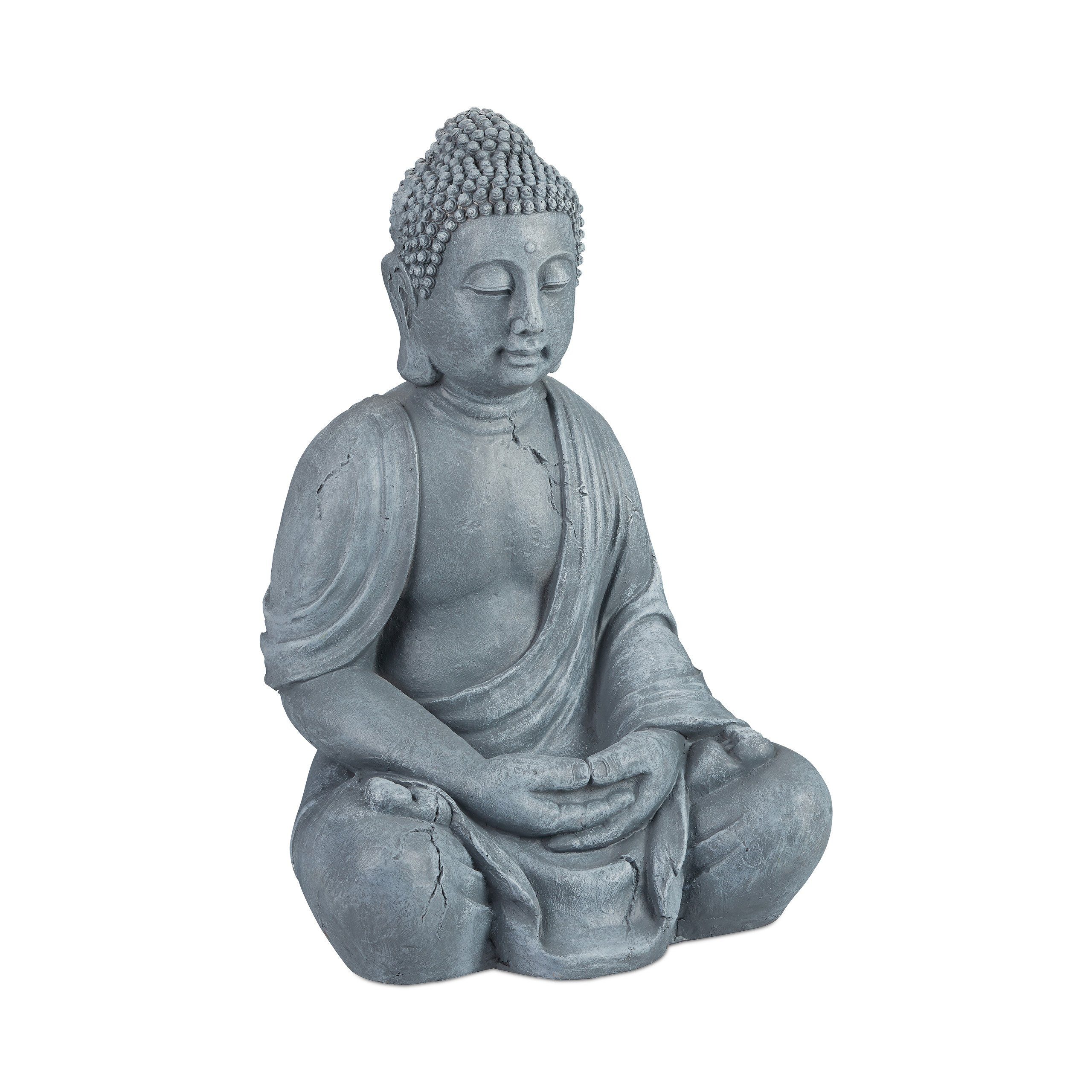 relaxdays Buddhafigur 70 Buddha hellgrau cm, Figur